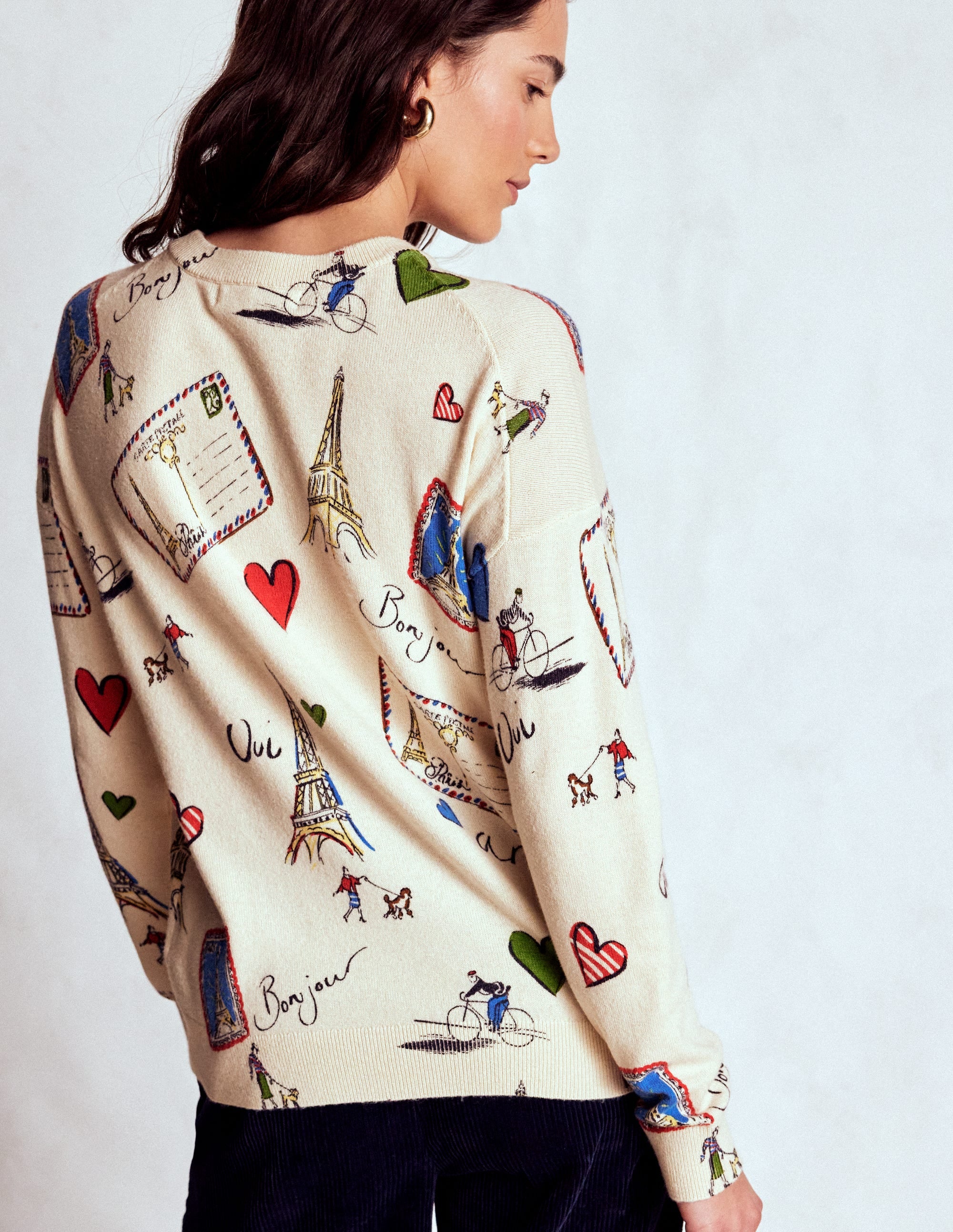 Natasha Pullover mit originellem Design-Naturweiß, Postkarte aus Paris - Image 3