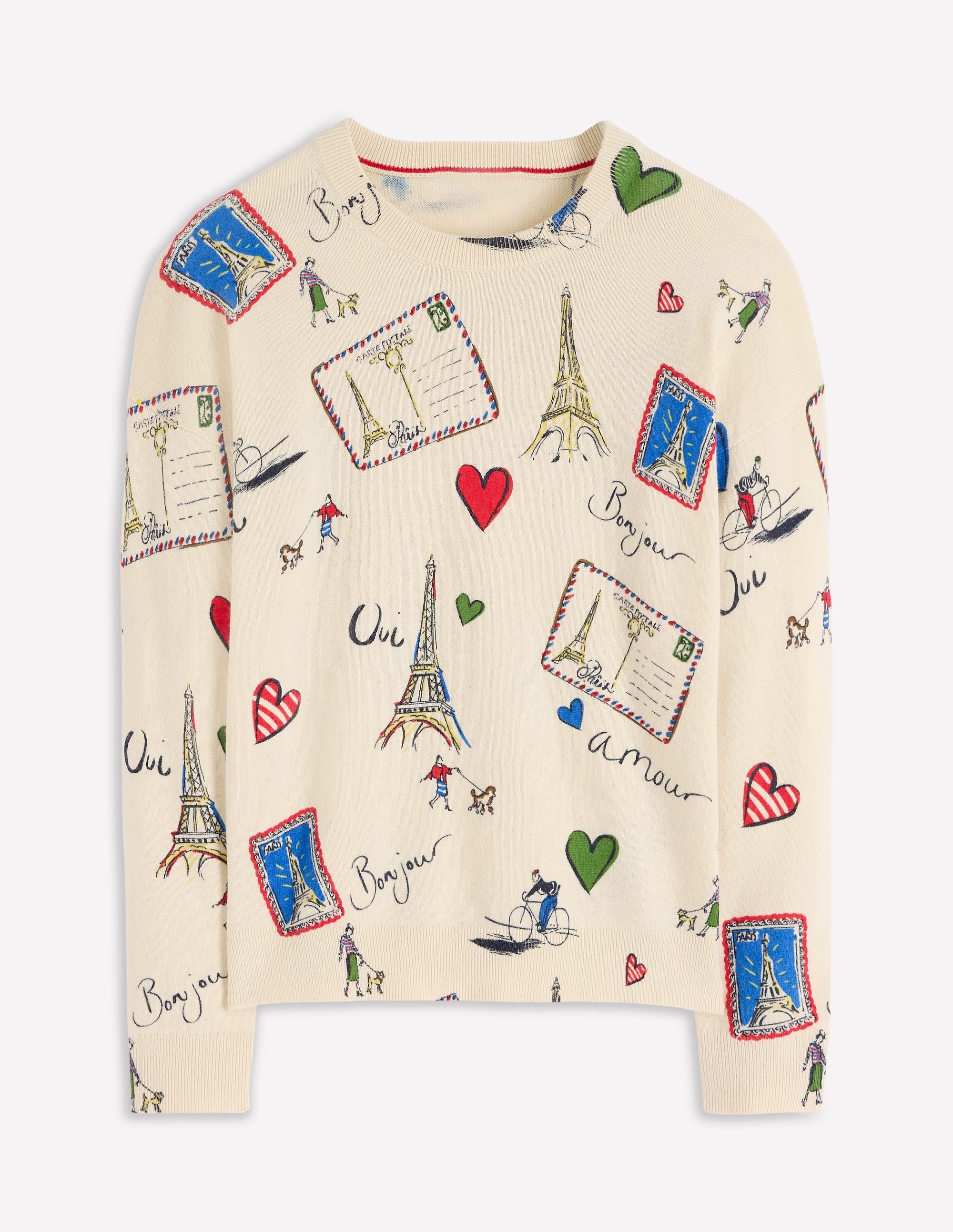 Natasha Pullover mit originellem Design-Naturweiß, Postkarte aus Paris - Image 5