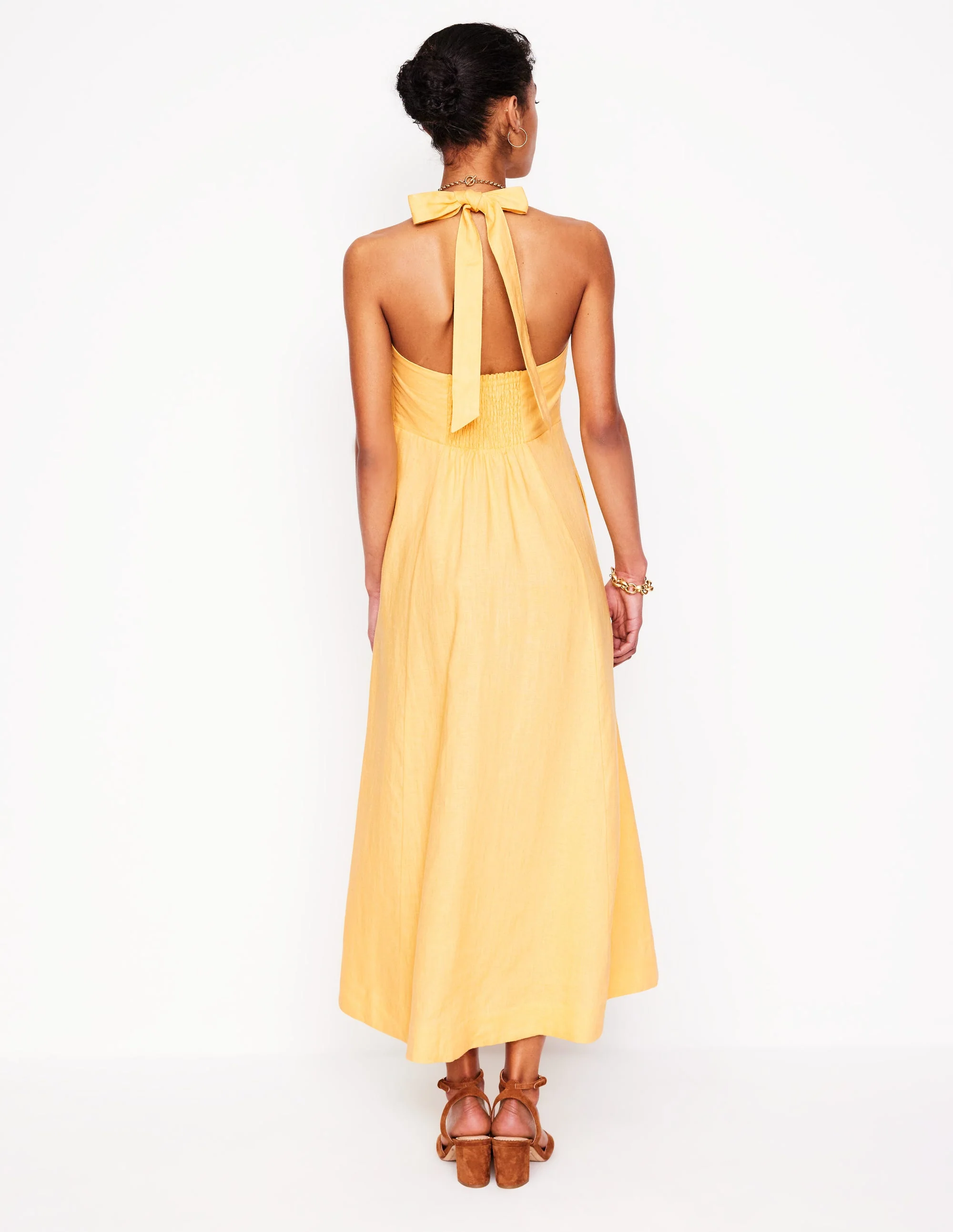 Neckholder-Kleid aus Leinen-Buttermilchgelb - Image 3