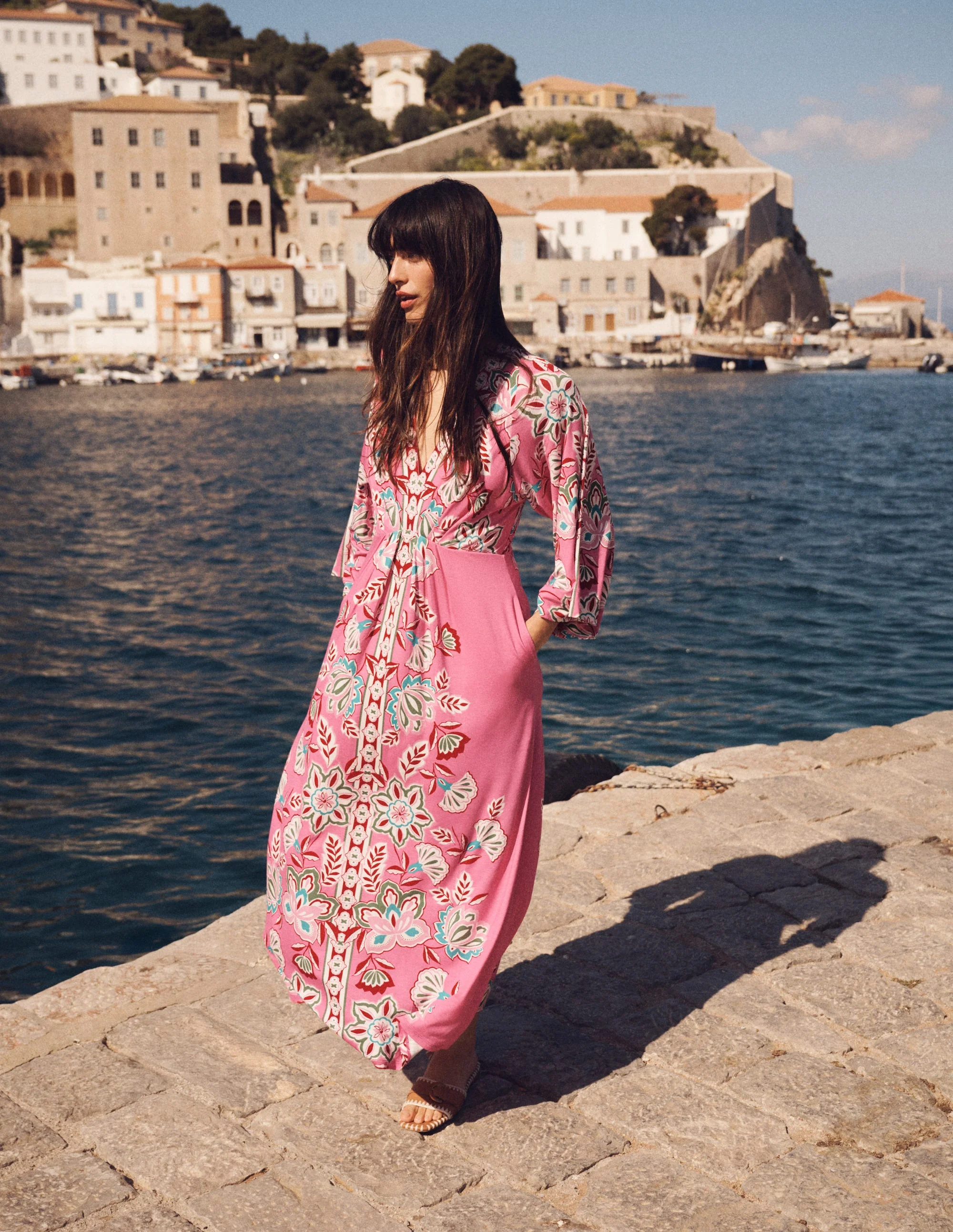 Nell Midi-Kimonokleid aus Jersey-Rosa, Blüten-Eleganz - Image 7