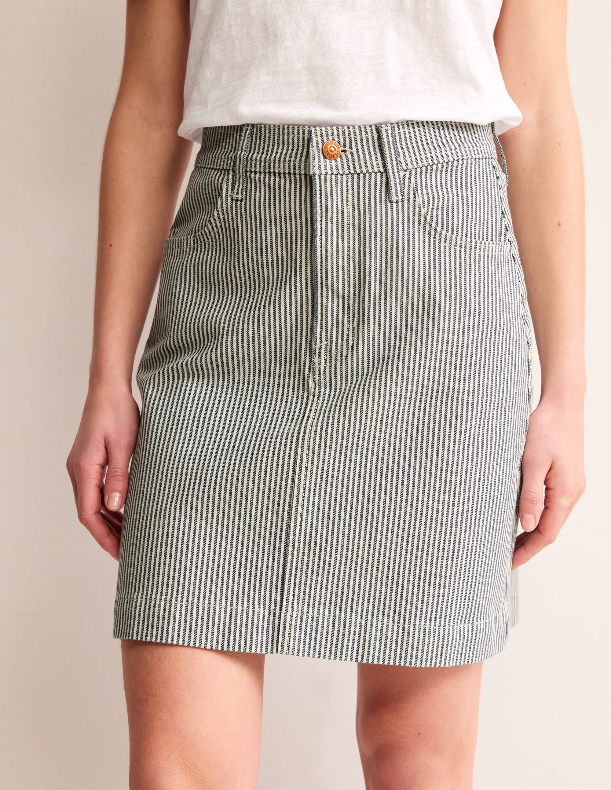 Nell Mini-Jeansrock-Blau mit Streifen - Image 4
