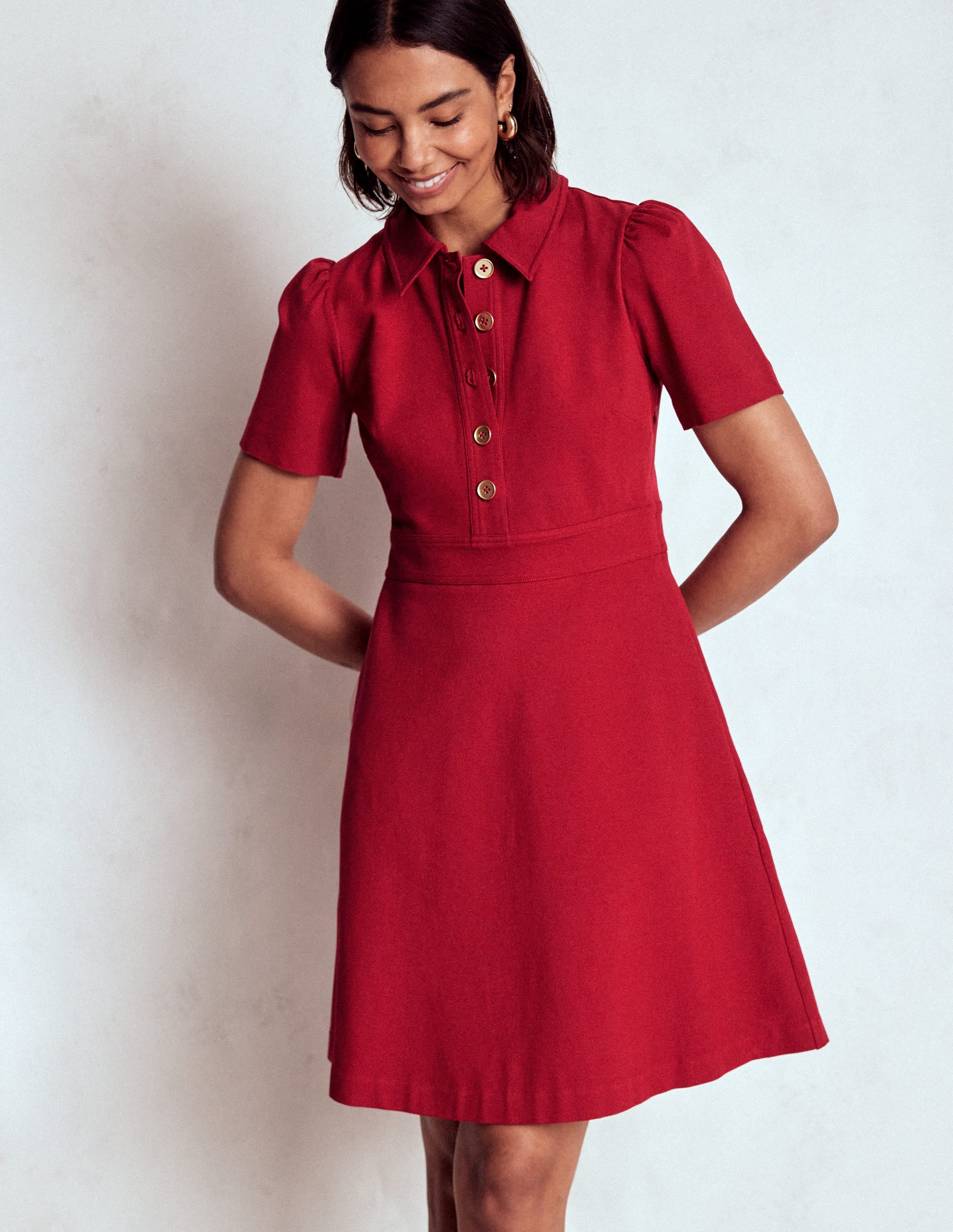 Nicolette Ponte-Hemdblusenkleid-Purpurrot - Image 2