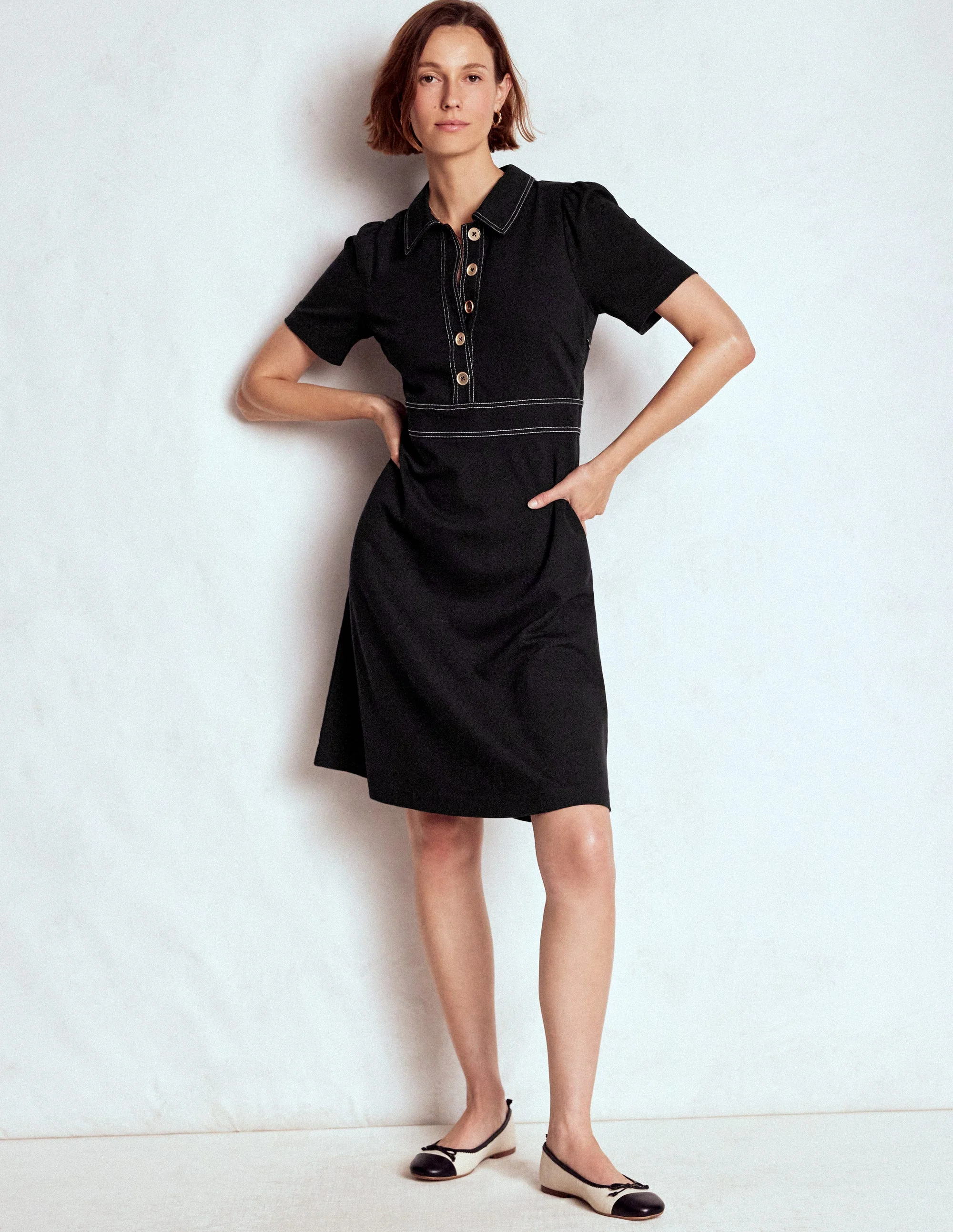 Nicolette Ponte-Hemdblusenkleid-Schwarz - Image 4