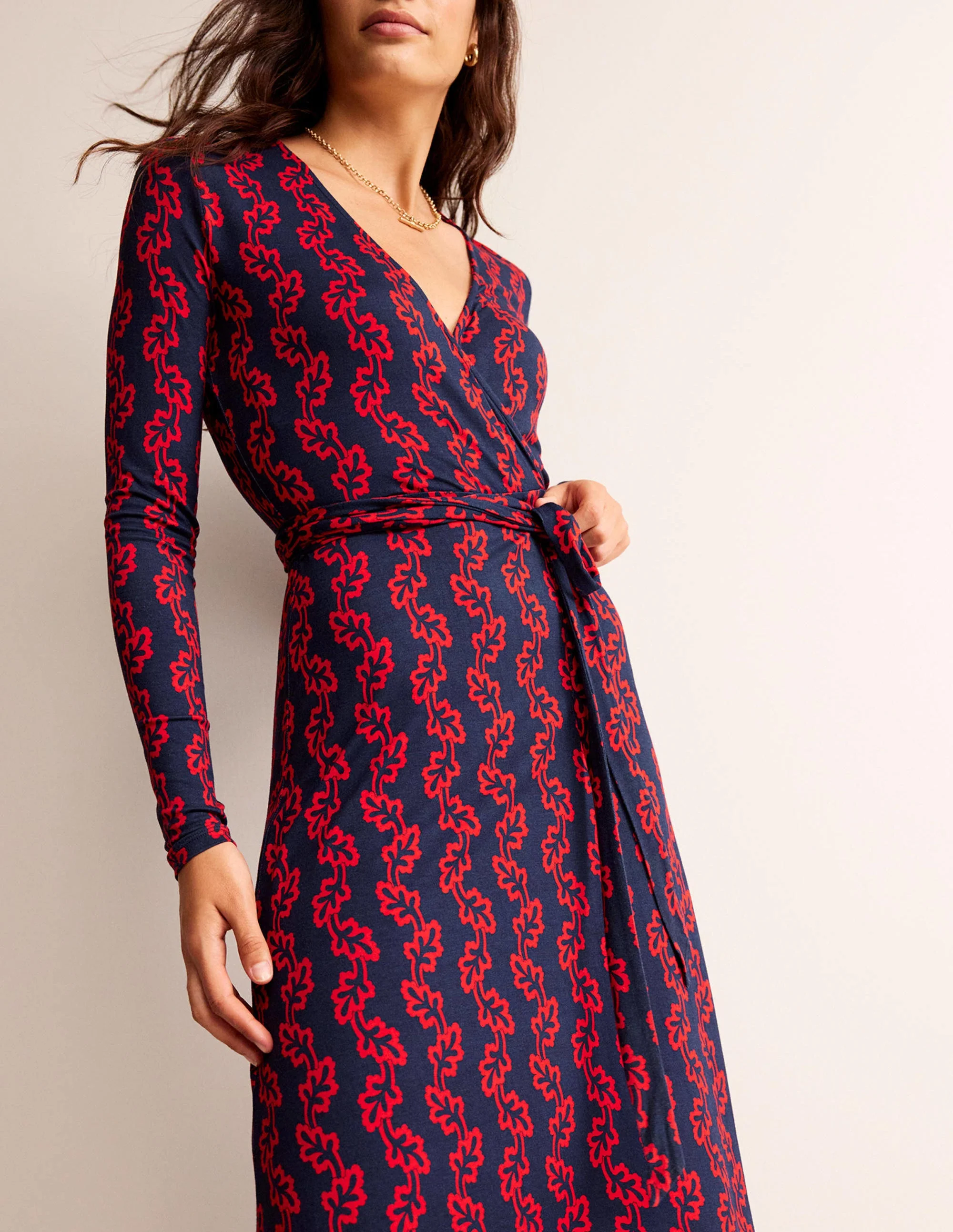 Nina Jersey-Midikleid-Französisches Marineblau, Abstrakt Terrasse - Image 2