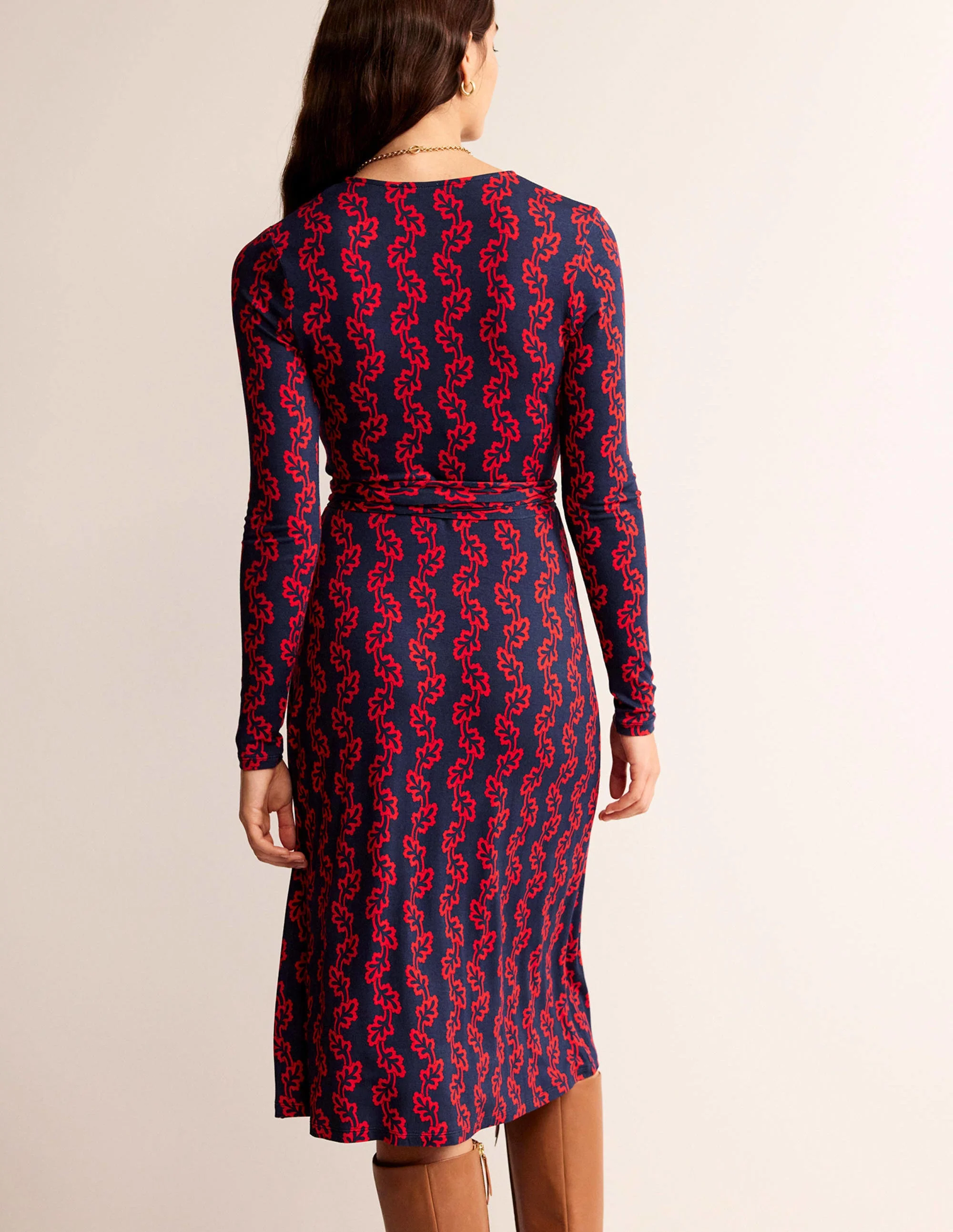 Nina Jersey-Midikleid-Französisches Marineblau, Abstrakt Terrasse - Image 3