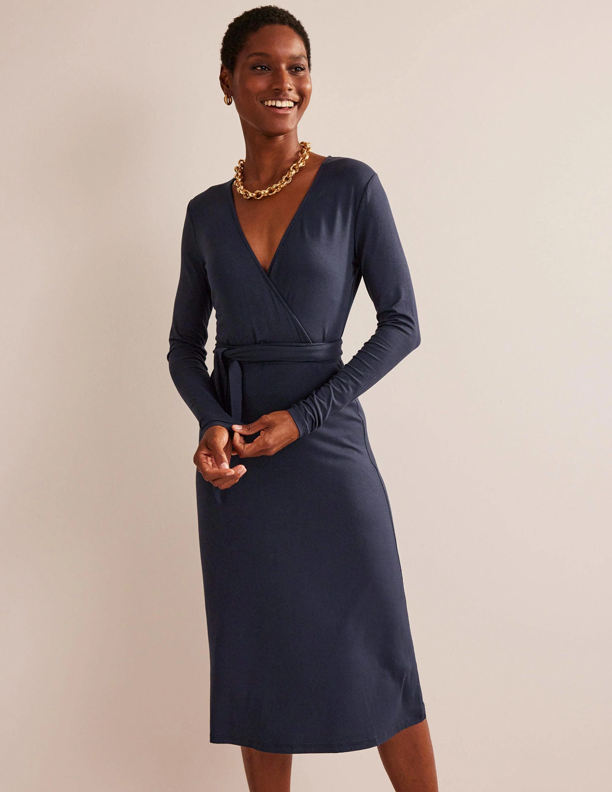Nina Jersey-Midikleid-Marineblau - Image 4