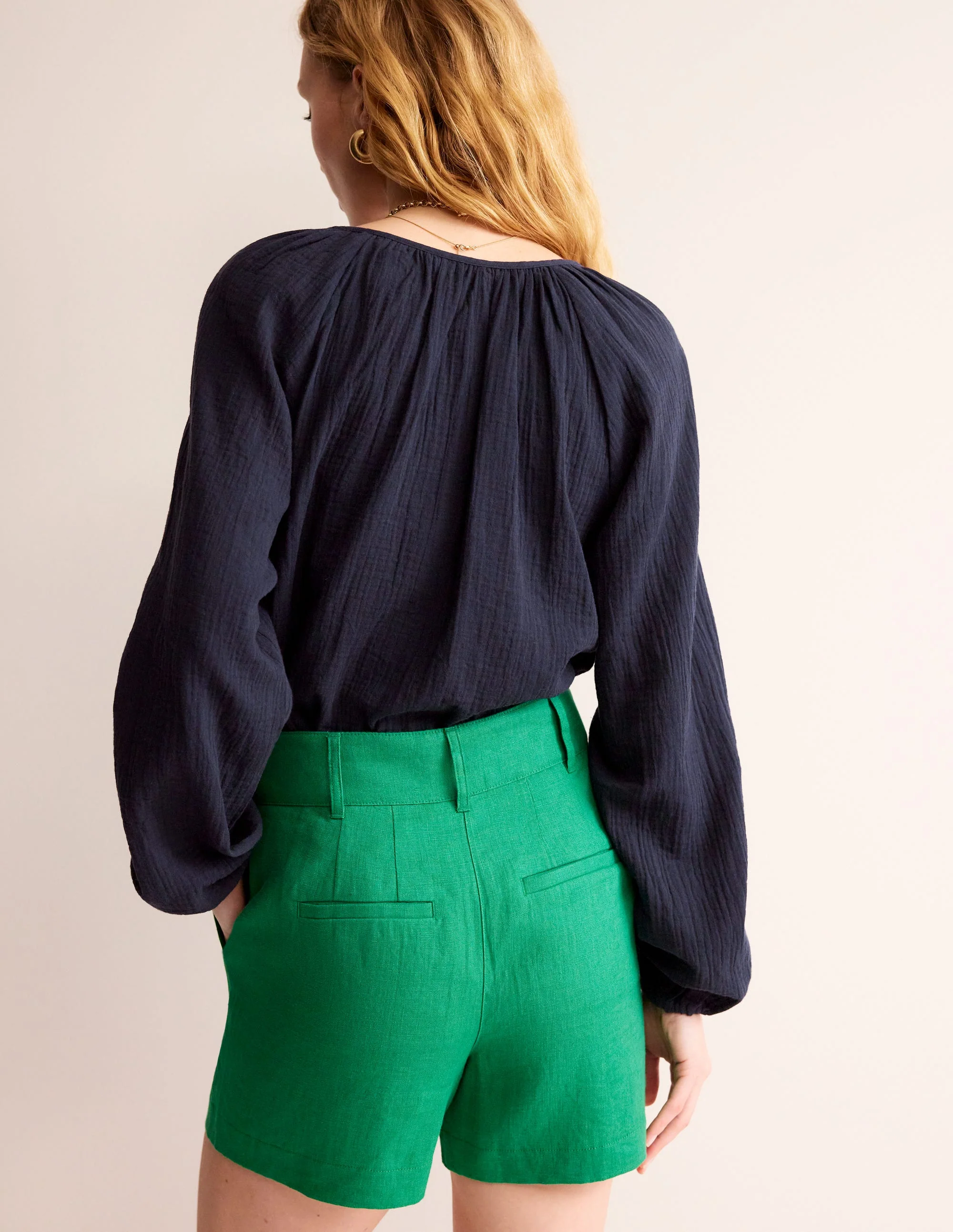 Oberteil aus doppellagigem Stoff mit Blousonärmeln-Aqua Marine Marl - Image 3