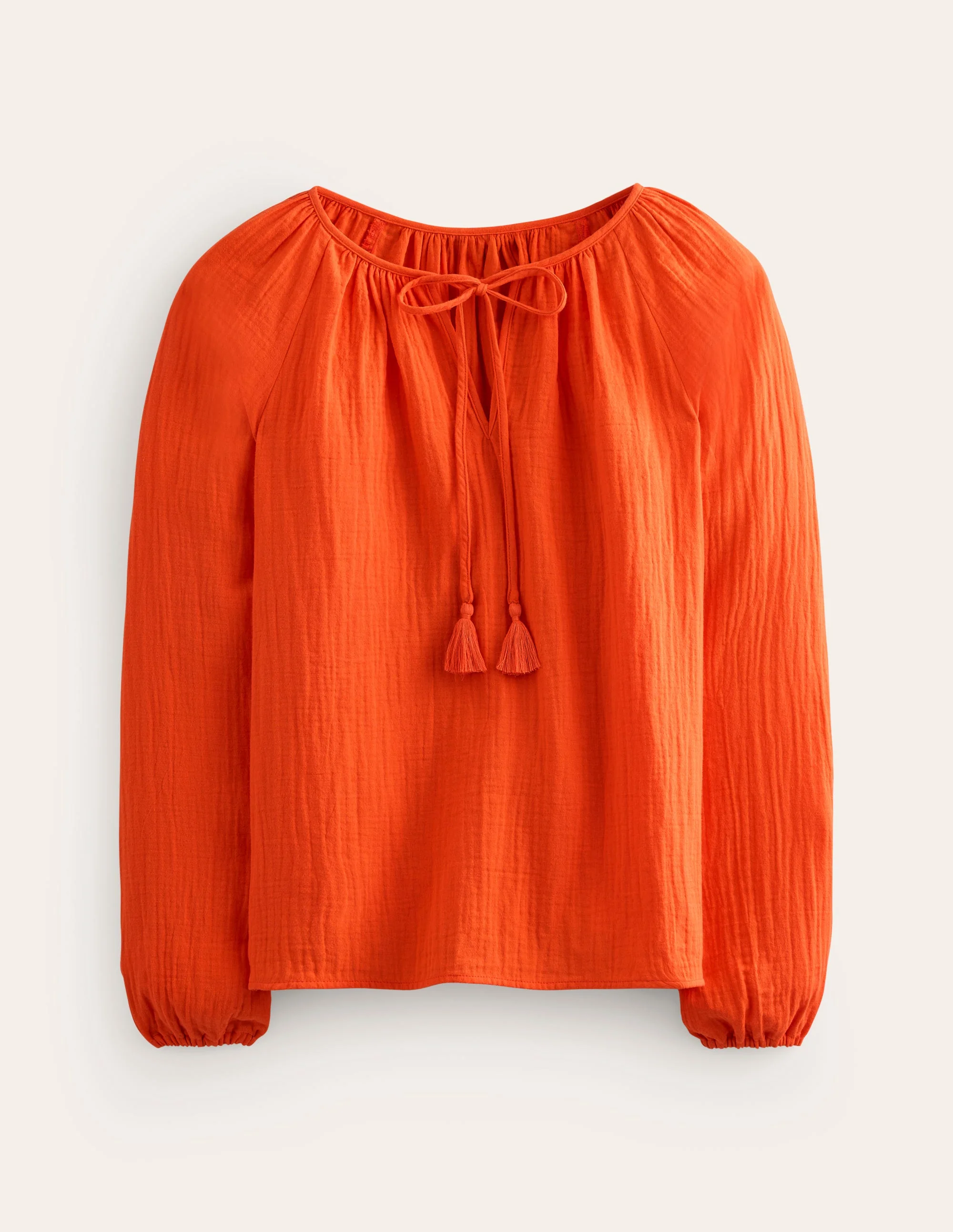 Oberteil aus doppellagigem Stoff mit Blousonärmeln-Mandarinenorange - Image 6