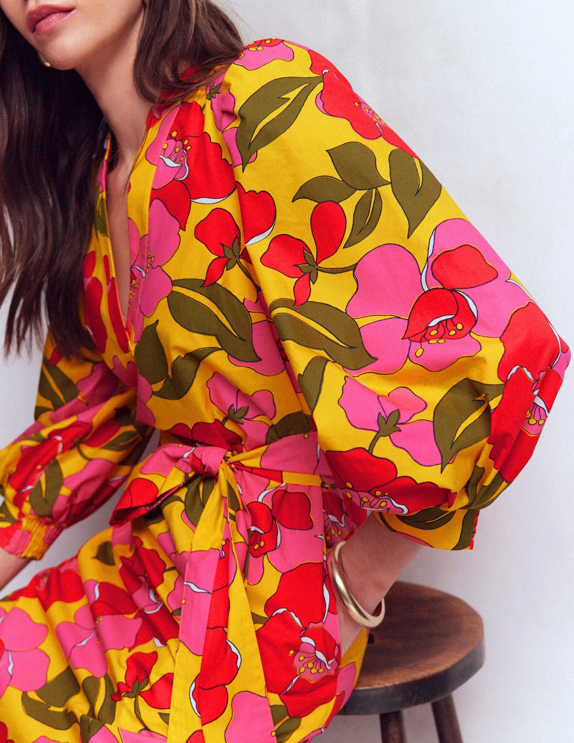 Octavia Baumwollkleid-Gelb Strahlende Blüten - Image 3