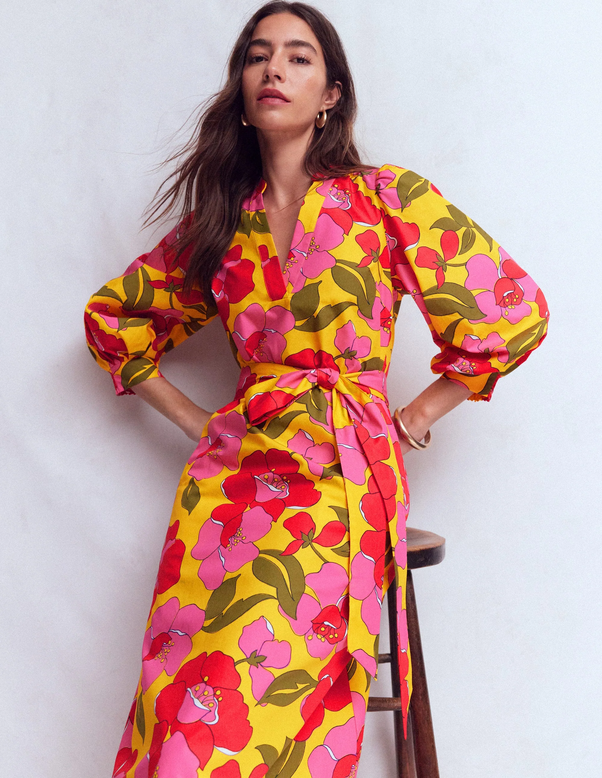 Octavia Baumwollkleid-Gelb Strahlende Blüten - Image 5