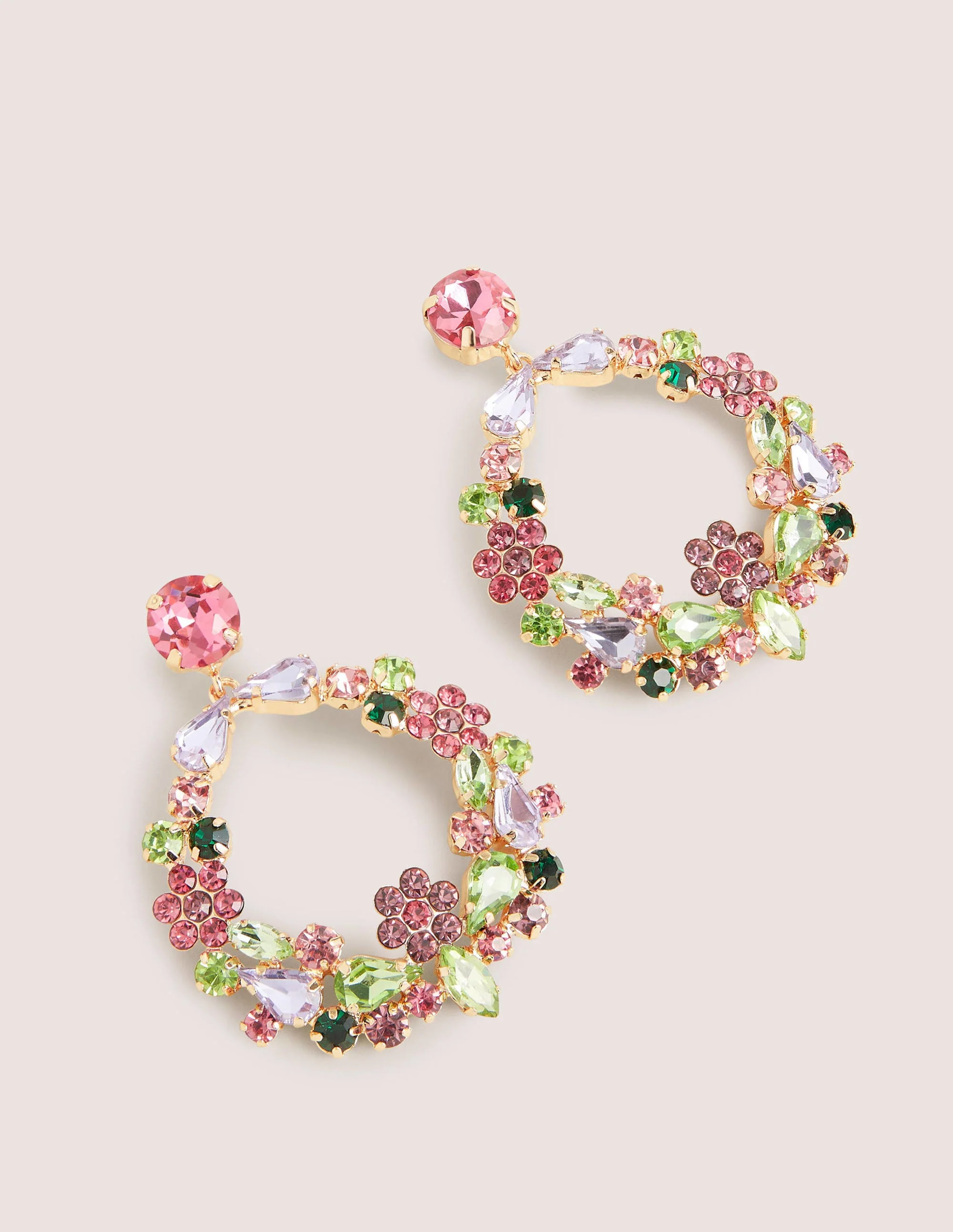 Ohrringe mit angeordneten Schmucksteinen-Rosa/Grün - Image 2