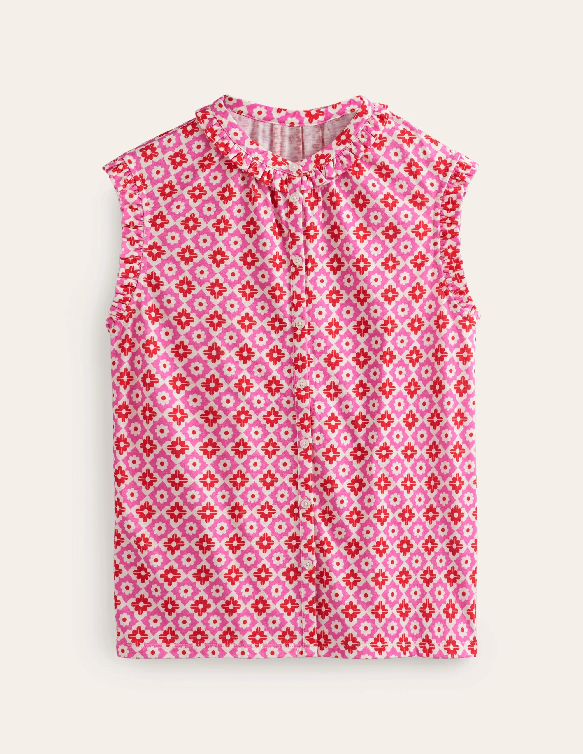 Olive Ärmelloses Hemd-Pink Power, Geometrischer Stempel - Image 5