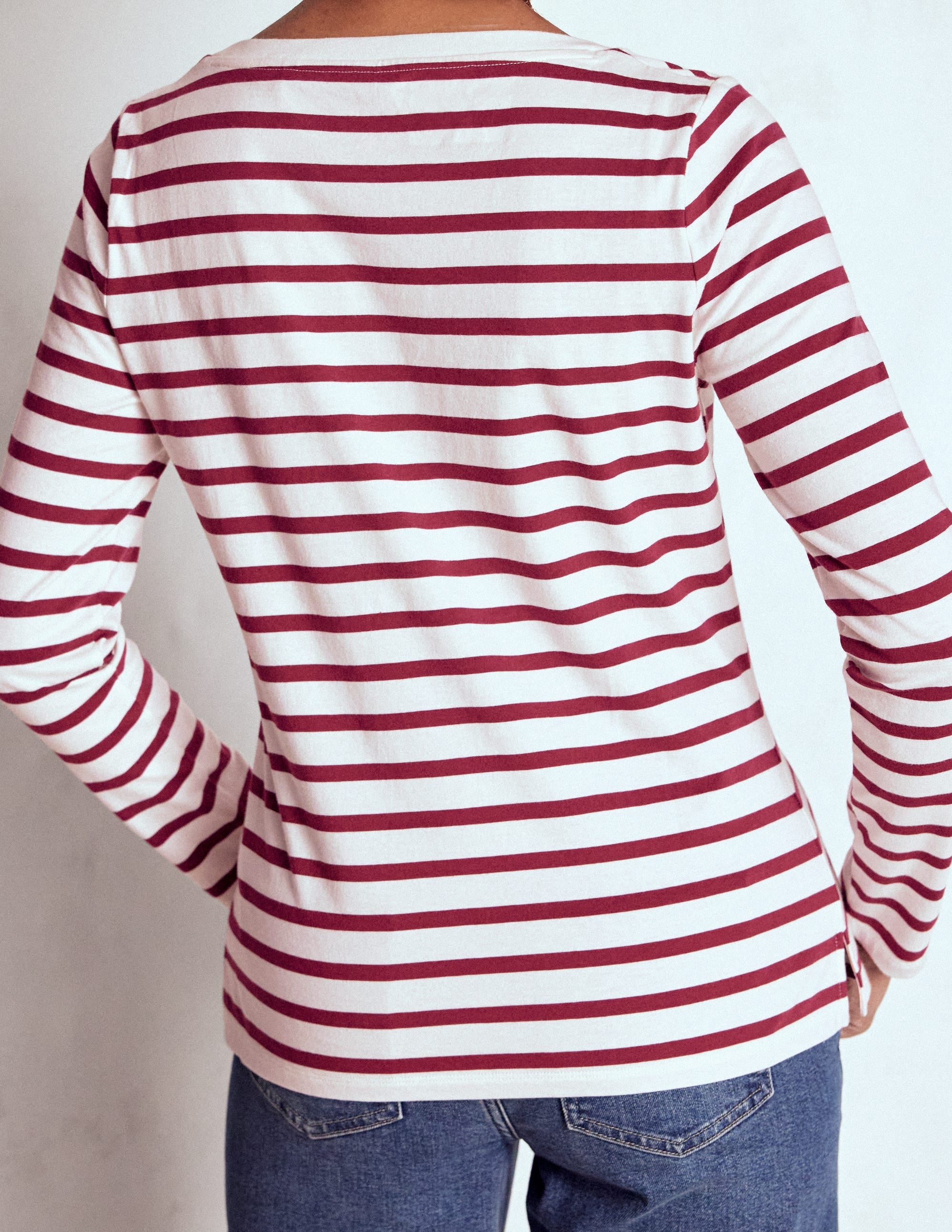 Olivia Langärmliges Bretonshirt-Dunkler Blauregen Streifen - Image 3
