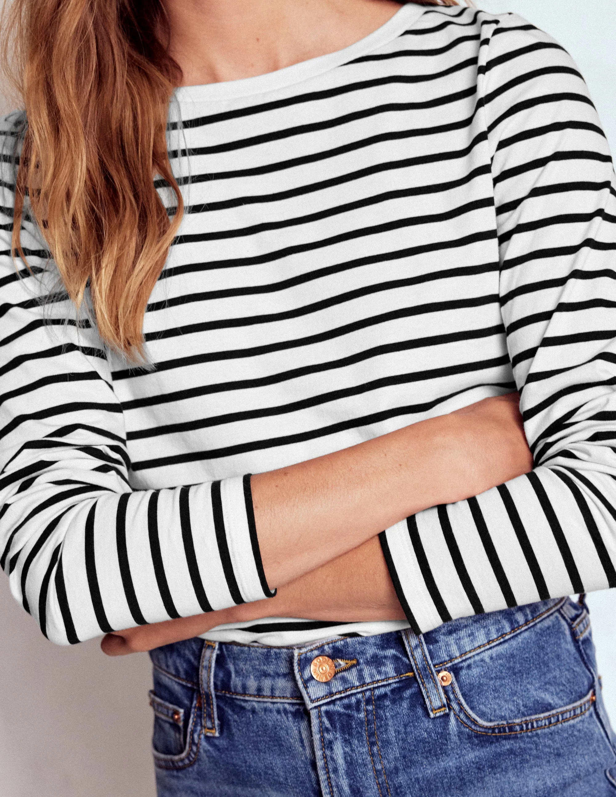 Olivia Langärmliges Bretonshirt-Naturweiß, Schwarz - Image 2