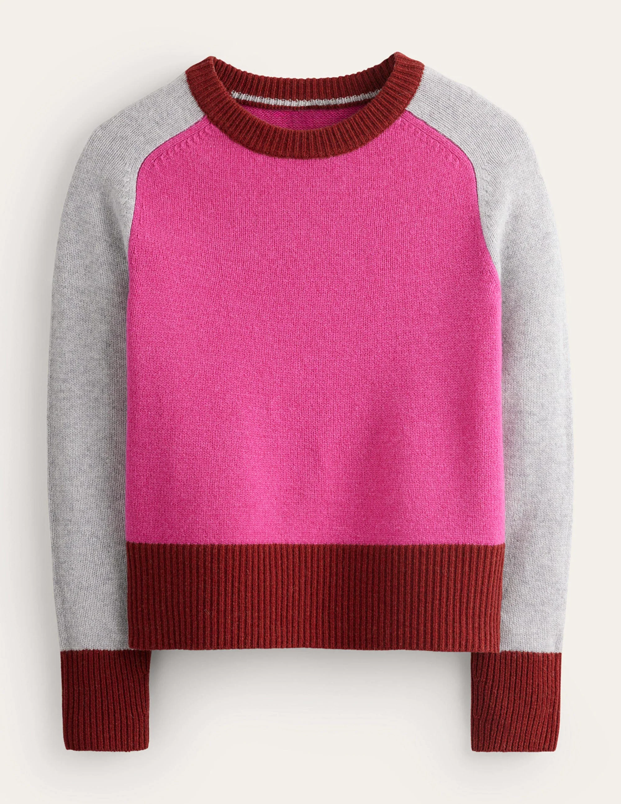 Olivia Merino-Pullover-Amaranth, Feuerglühen Blockfarben - Image 5
