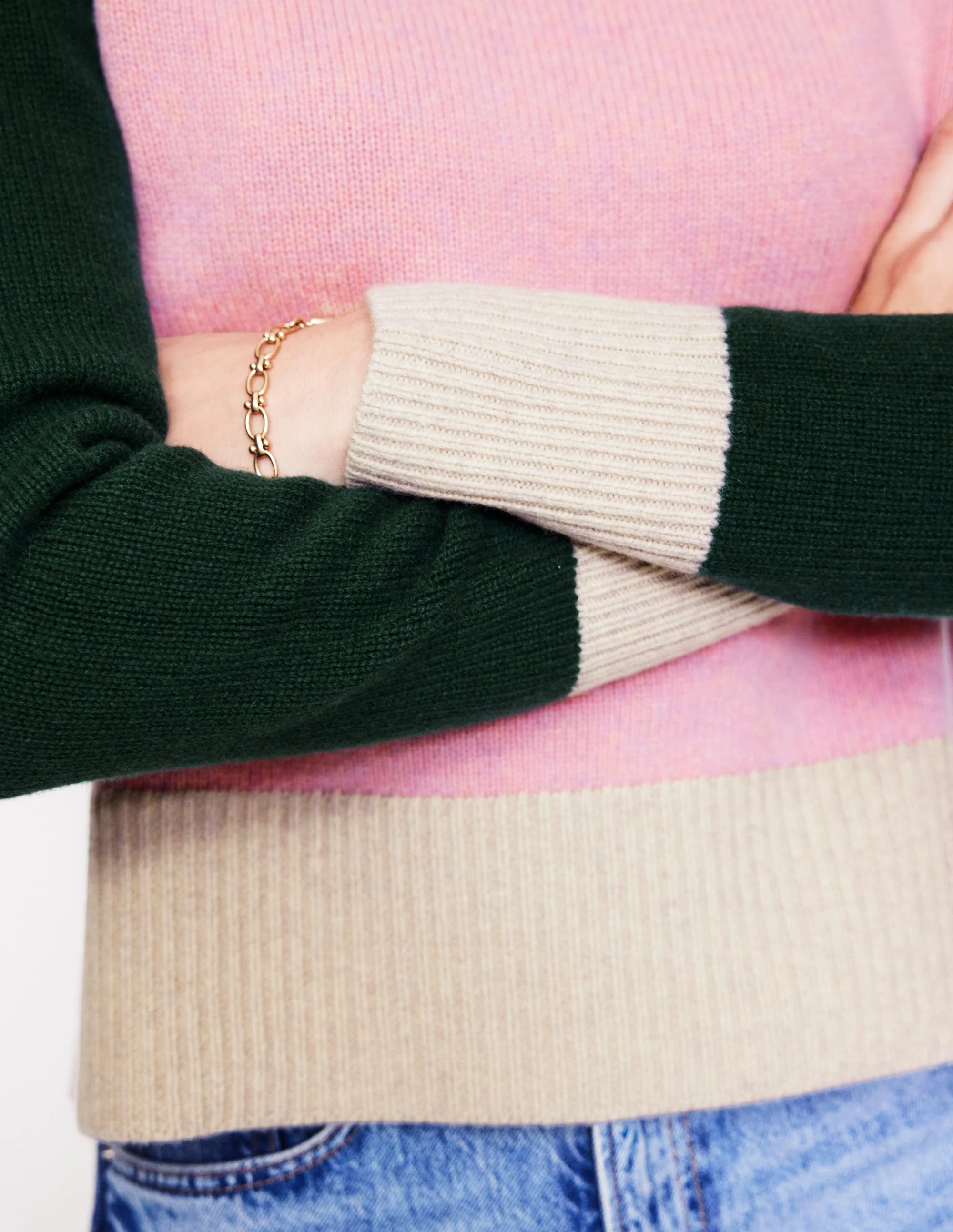 Olivia Merino-Pullover-Rosa, Blockfarben - Image 2