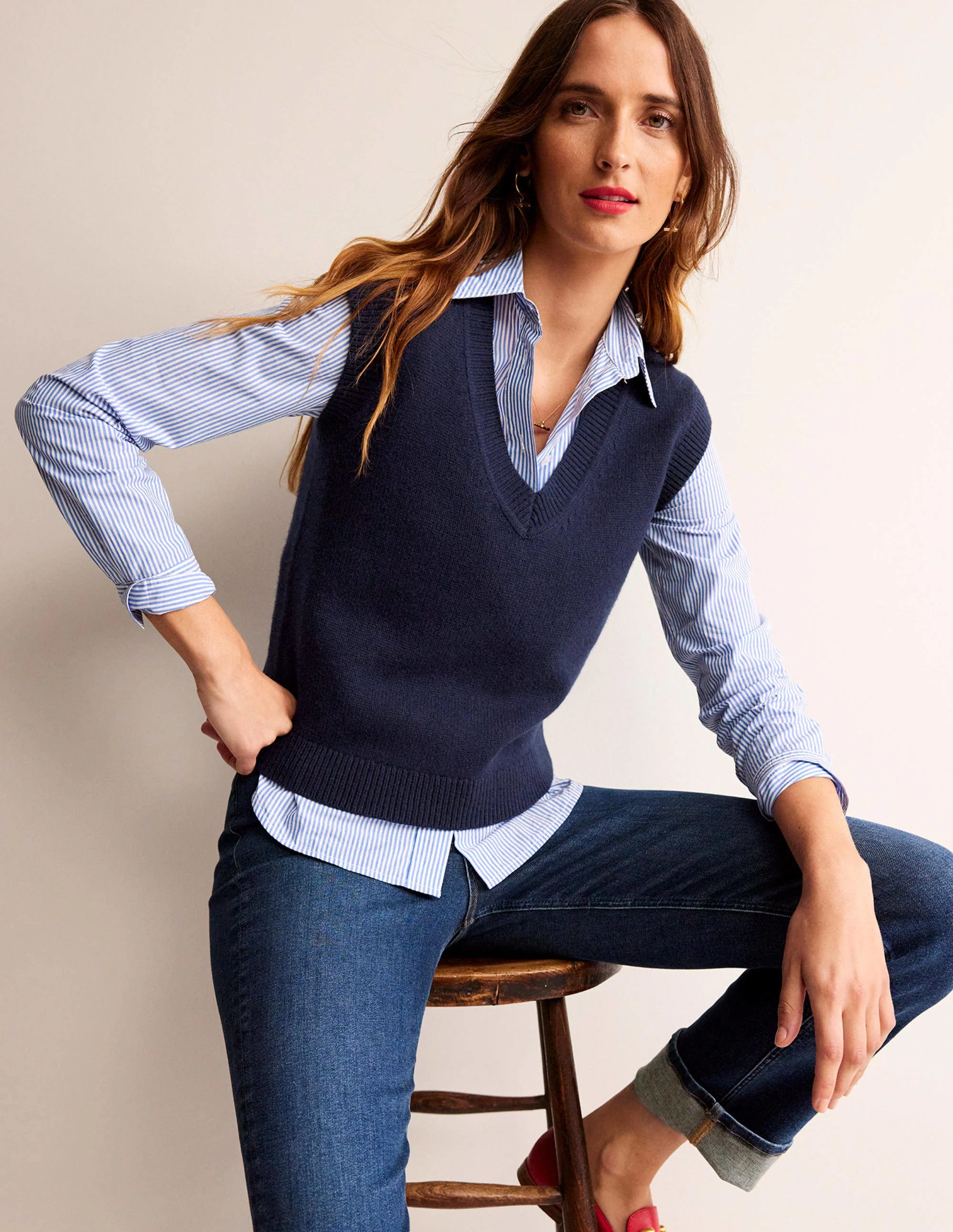 Olivia Merino-Pullunder-Marineblau