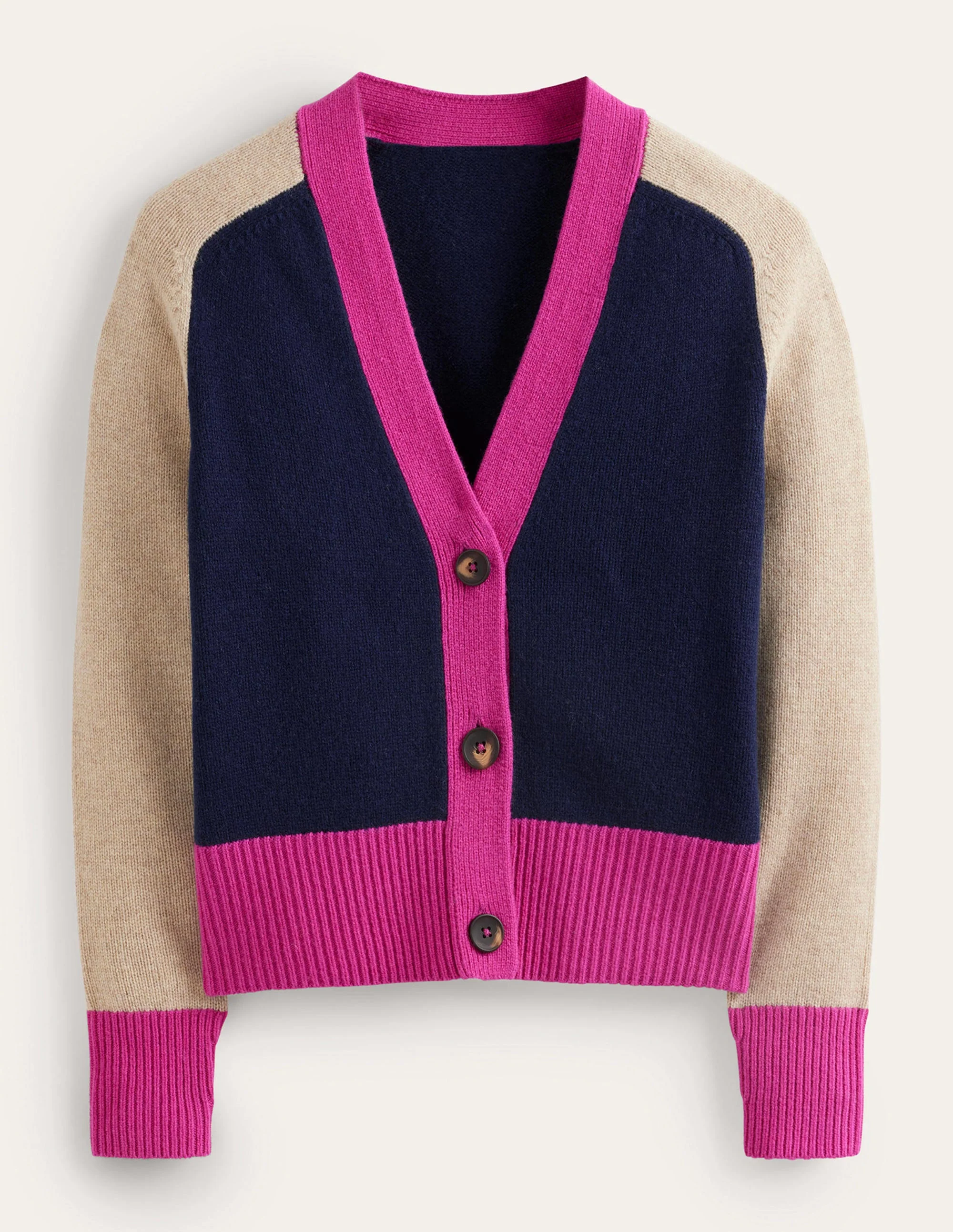Olivia Merino-Strickjacke-Französisches Marineblau Blockfarben - Image 5