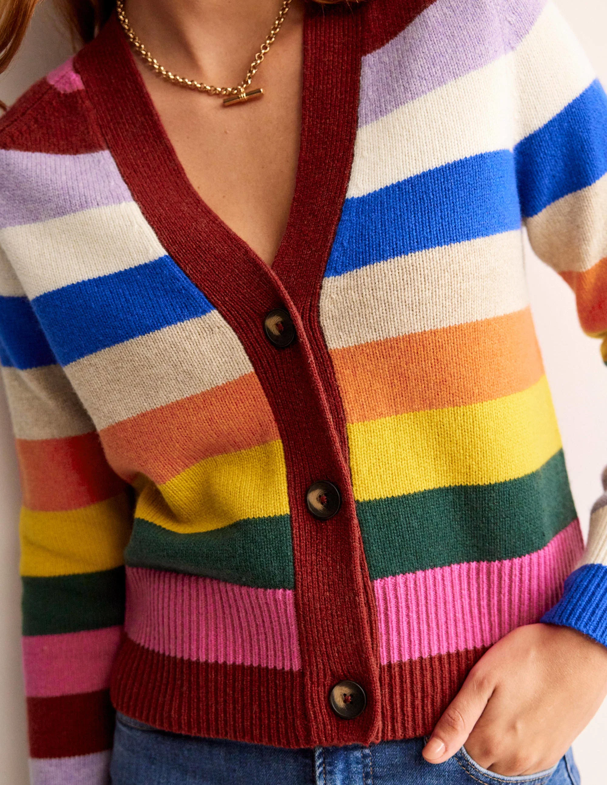 Olivia Merino-Strickjacke-Regenbogen Bunt - Image 2