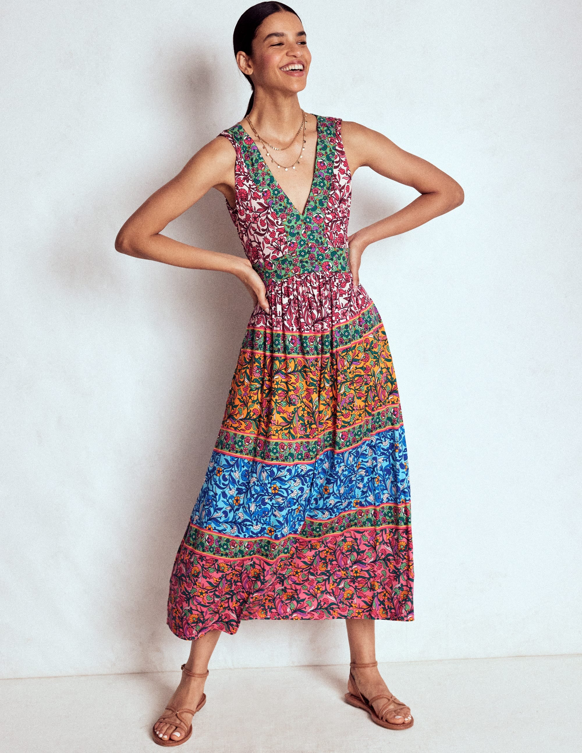 Olympia Jersey-Maxikleid-Bunt, Bezaubernde Rebe