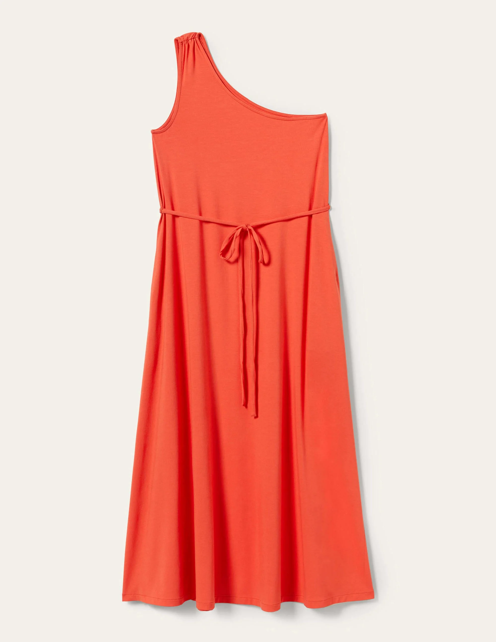 One-Shoulder-Midikleid aus Jersey-Kirschrot - Image 5