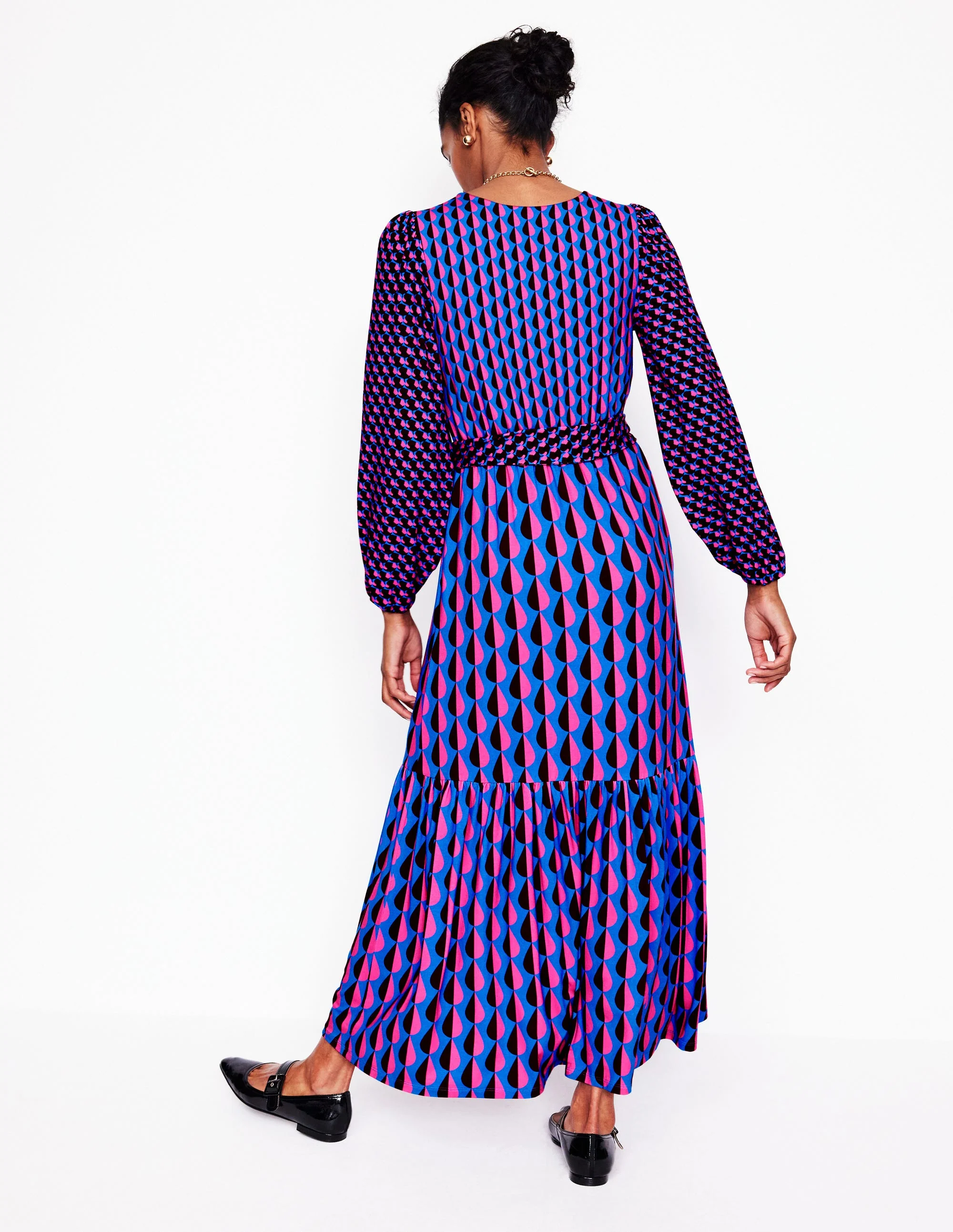 Ophelia Midi-Wickelkleid aus Jersey-Bunt, Regentropfen Geo - Image 3