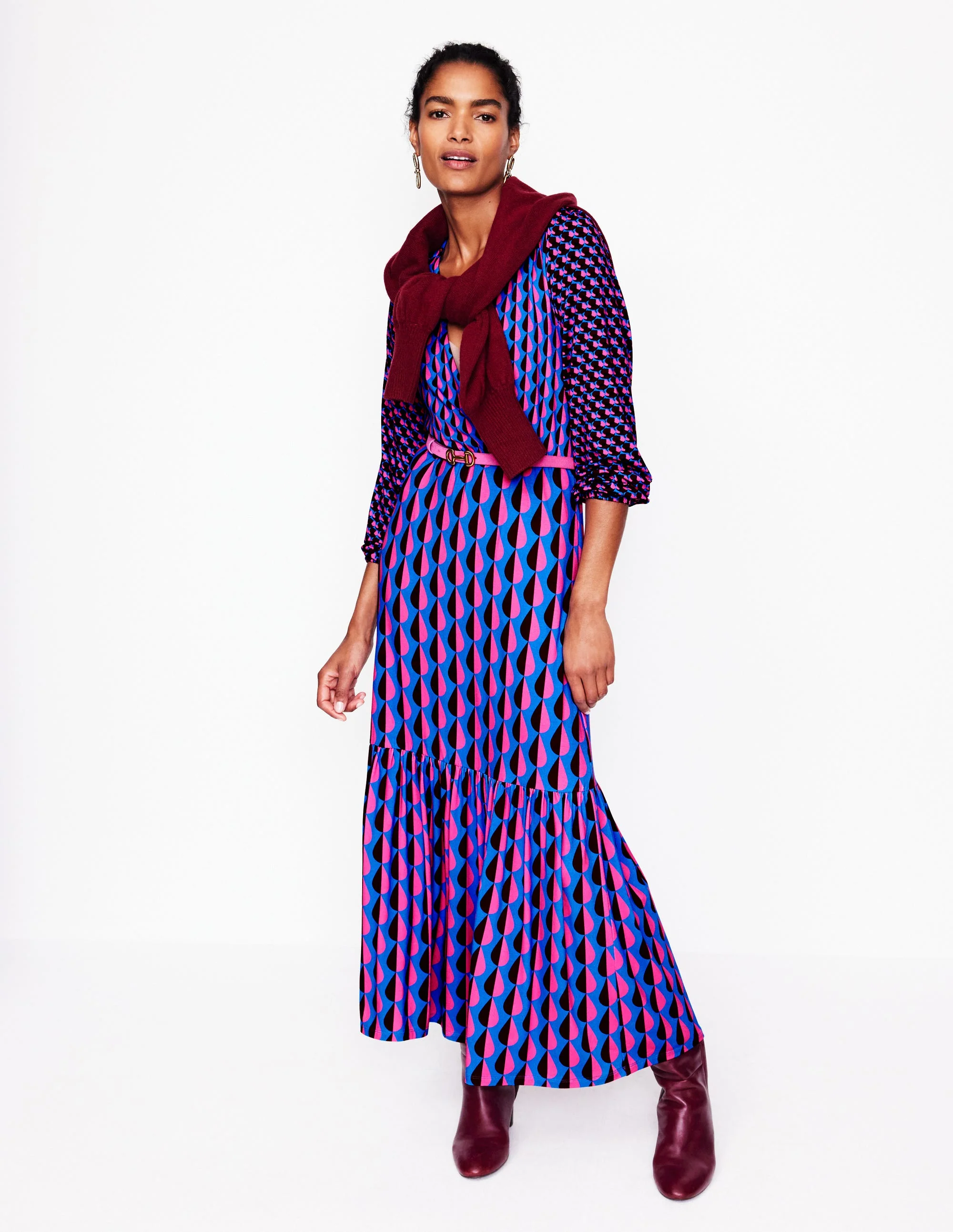 Ophelia Midi-Wickelkleid aus Jersey-Bunt, Regentropfen Geo - Image 5
