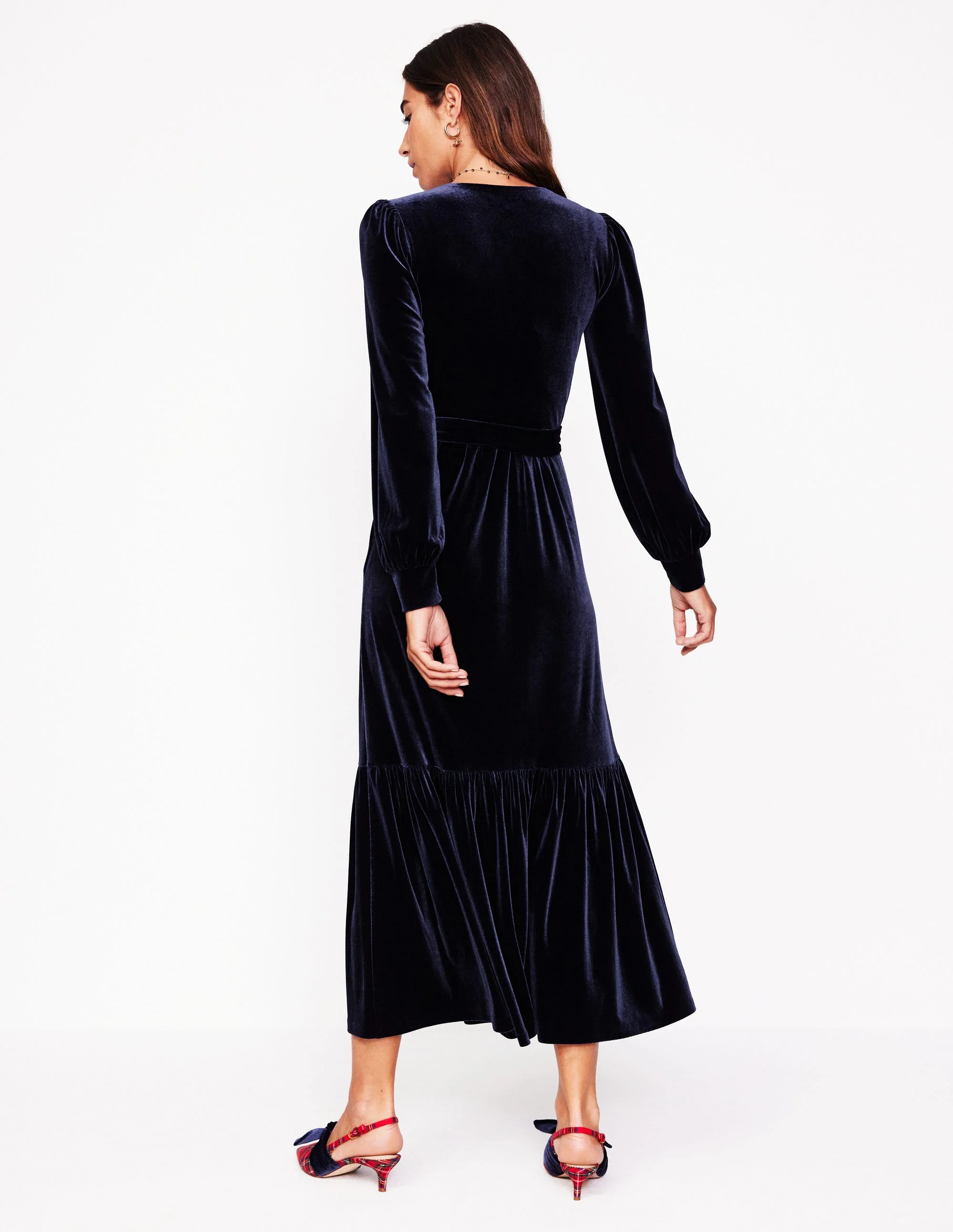 Ophelia Midi-Wickelkleid aus Samt-Aqua Marine Marl - Image 3