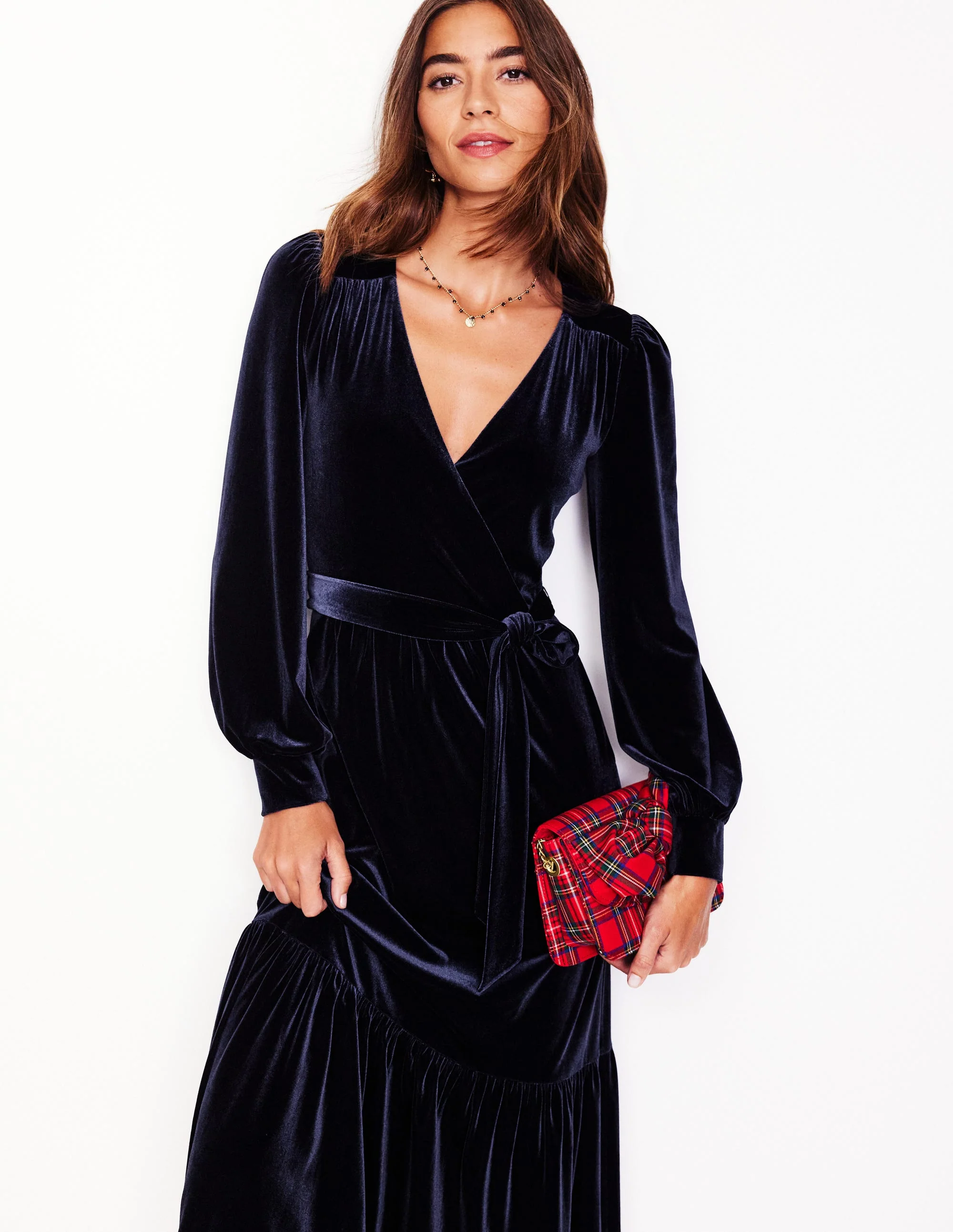 Ophelia Midi-Wickelkleid aus Samt-Aqua Marine Marl - Image 4