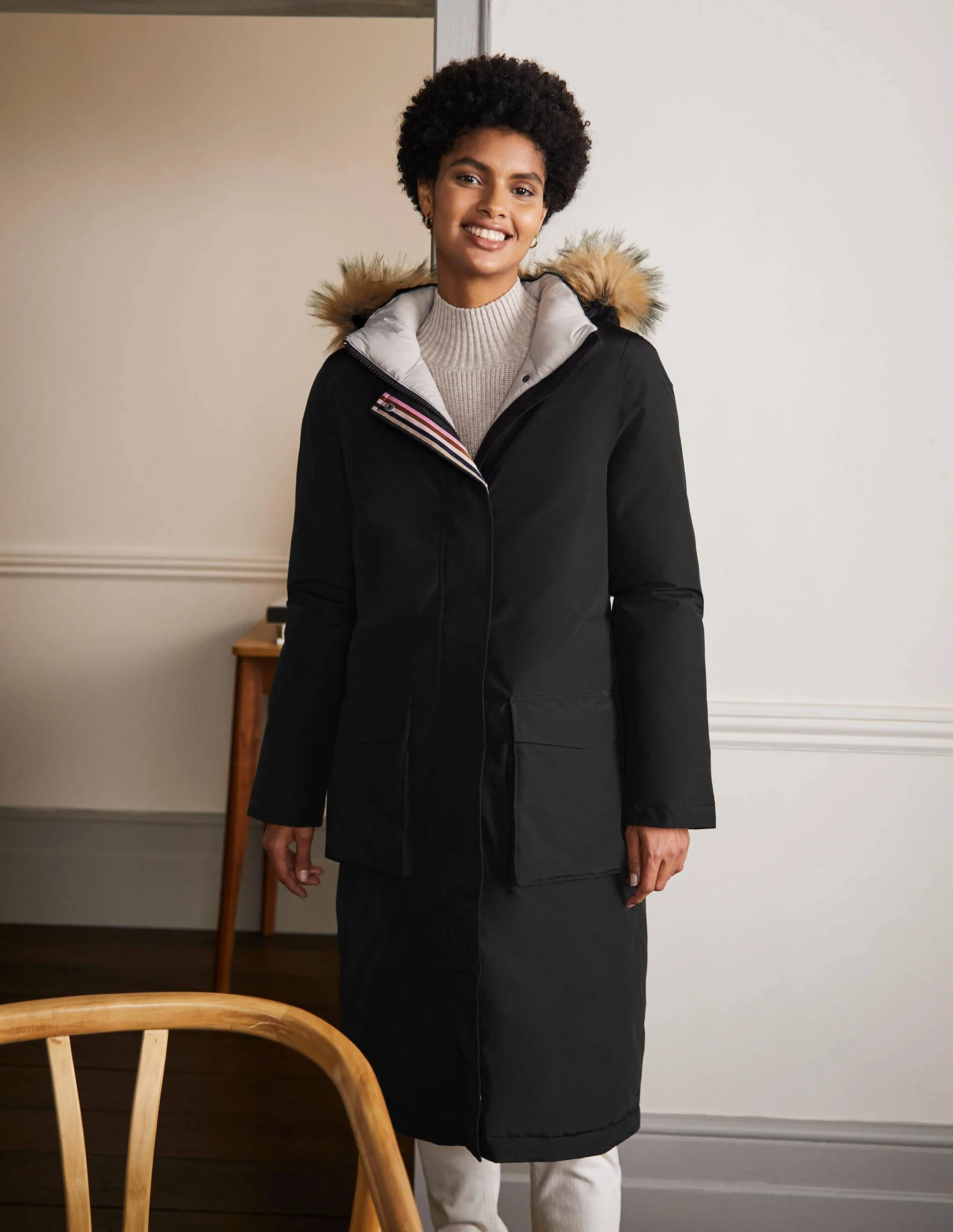 Orkney Wattierter Parka-Schwarz - Image 3