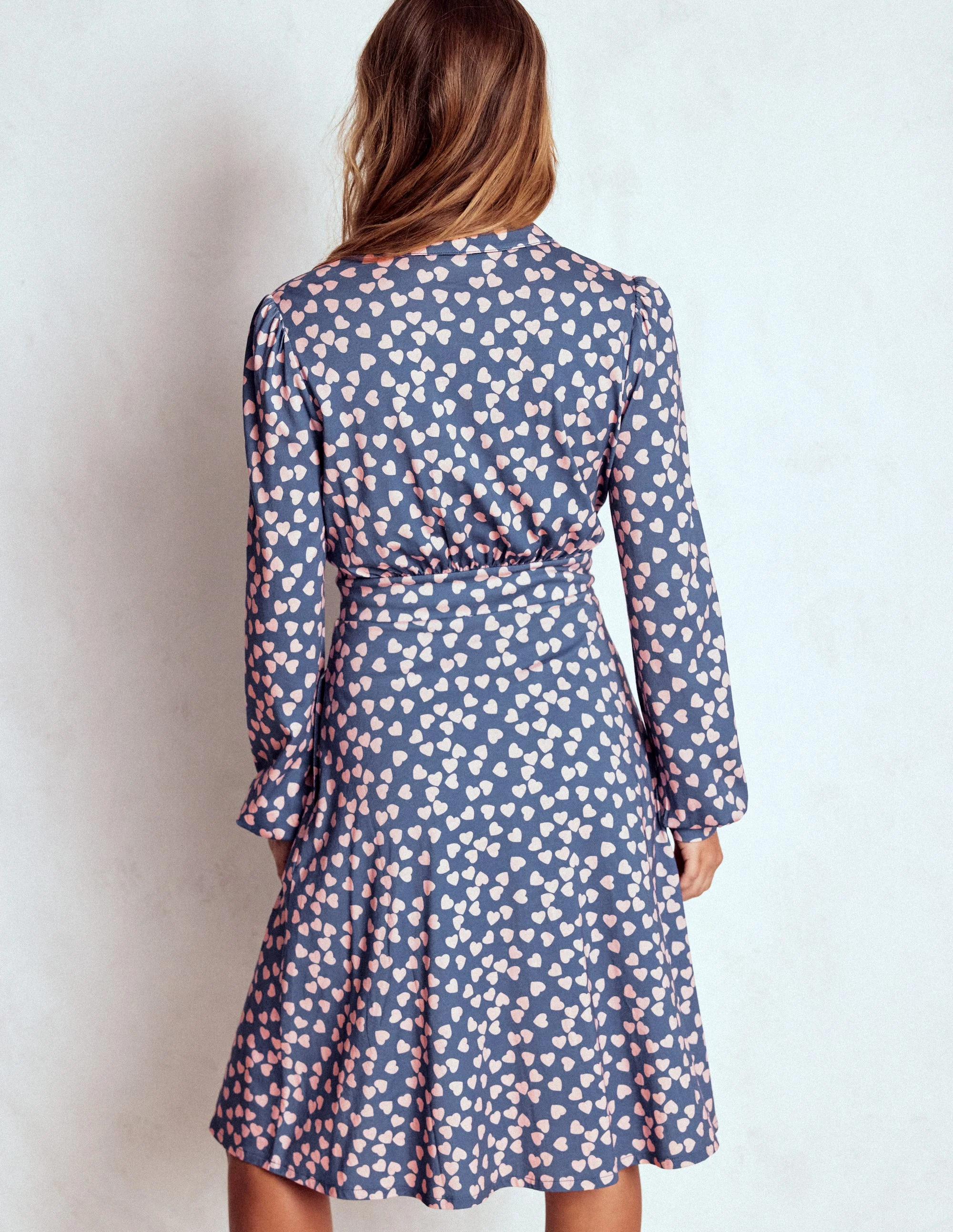 Orla Kurzes Jersey-Hemdblusenkleid-Denim-Blau Herzkaskade - Image 3