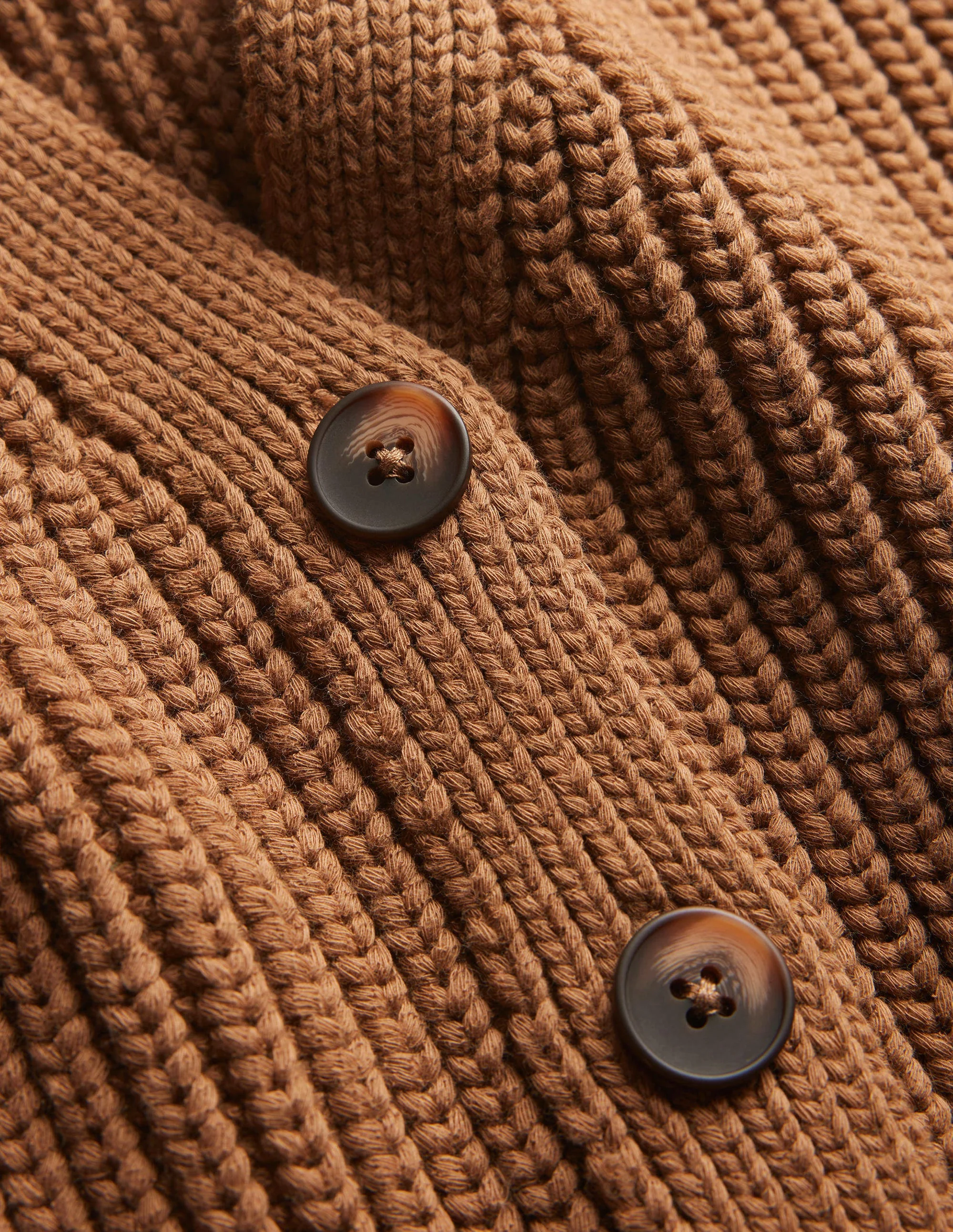 Oversize-Rippstrick-Cardigan-Kamelbraun Melange - Image 6