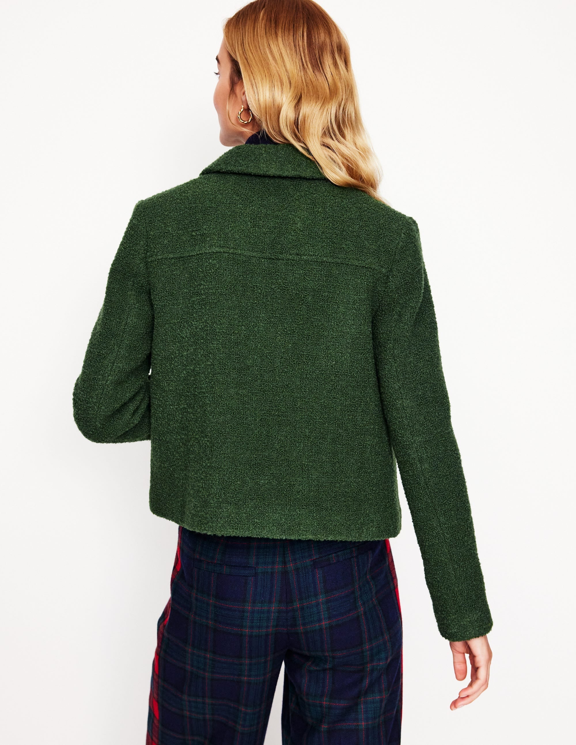 Oxford-Bouclé-Jacke-Dunkelgrün - Image 3