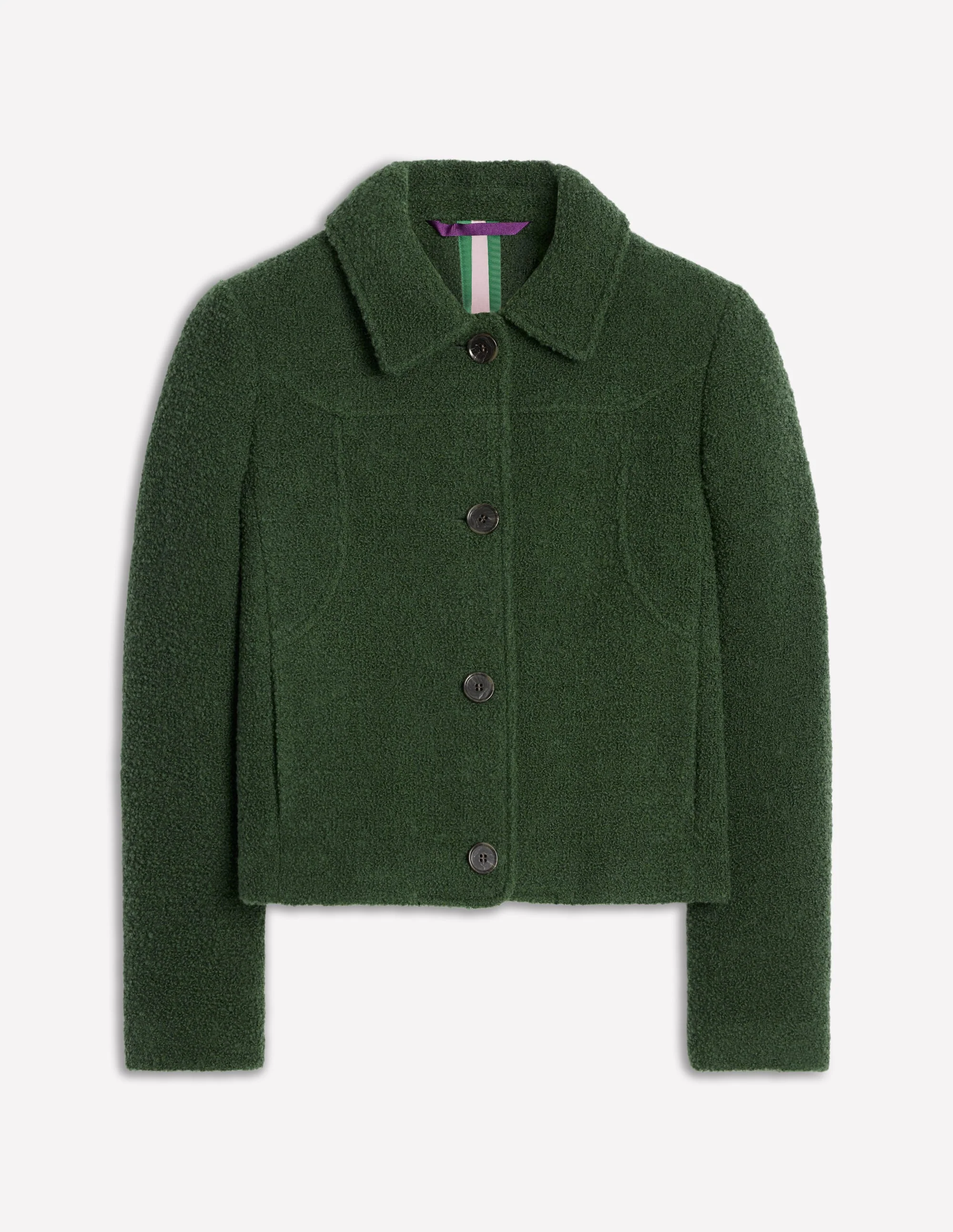 Oxford-Bouclé-Jacke-Dunkelgrün - Image 5