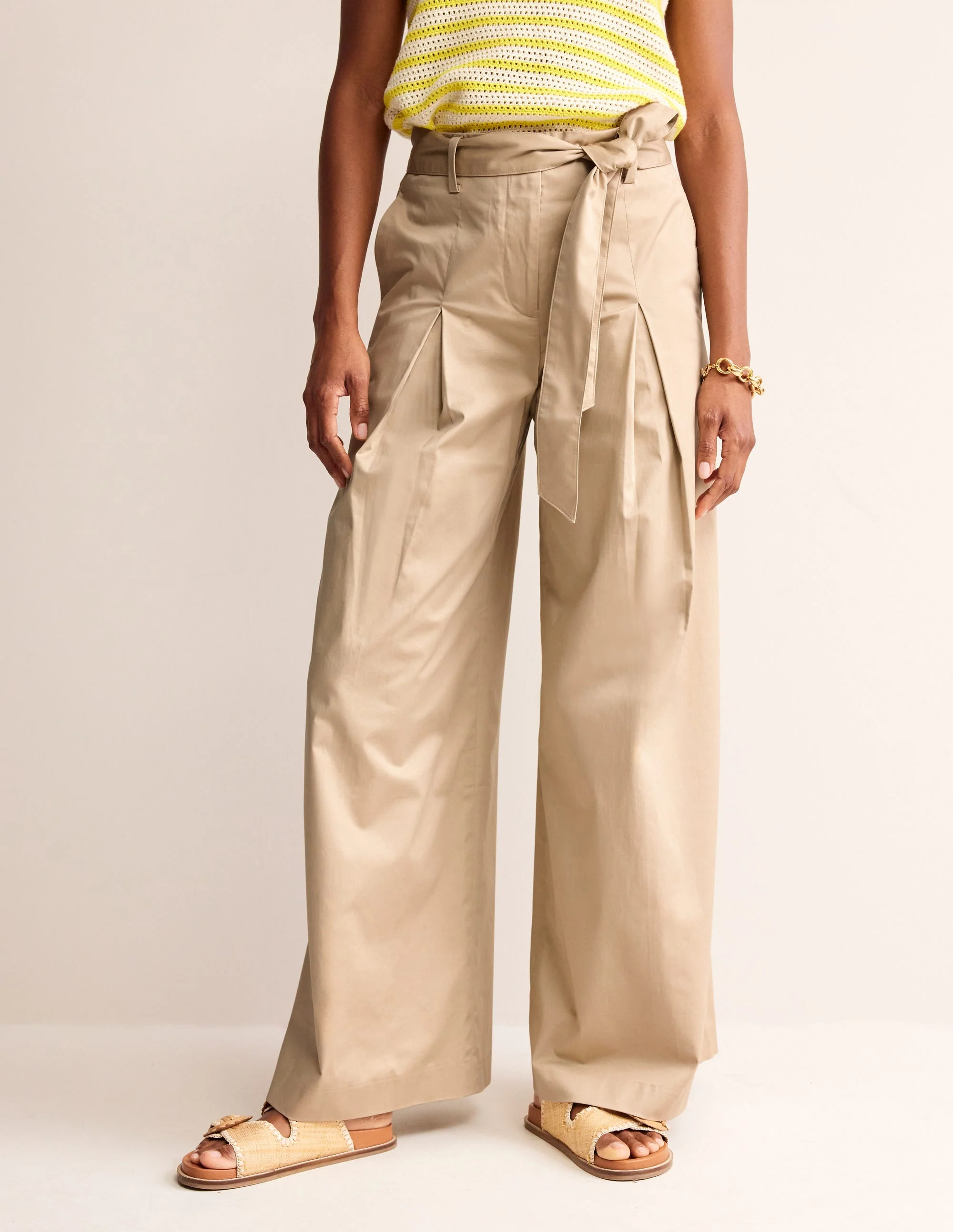 Palazzo-Hose aus Baumwollsatin-Neutral - Image 4