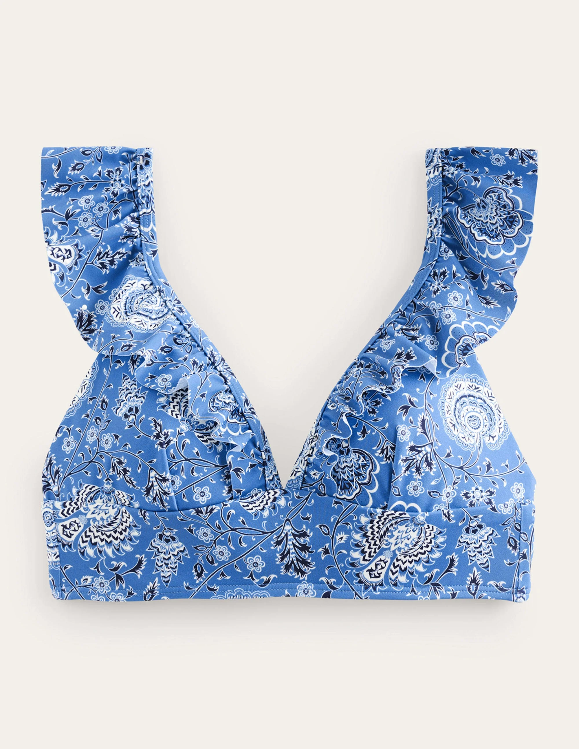 Palermo Bikinioberteil mit Rüschen und V-Ausschnitt-Azurblau, Gardenienhain - Image 5