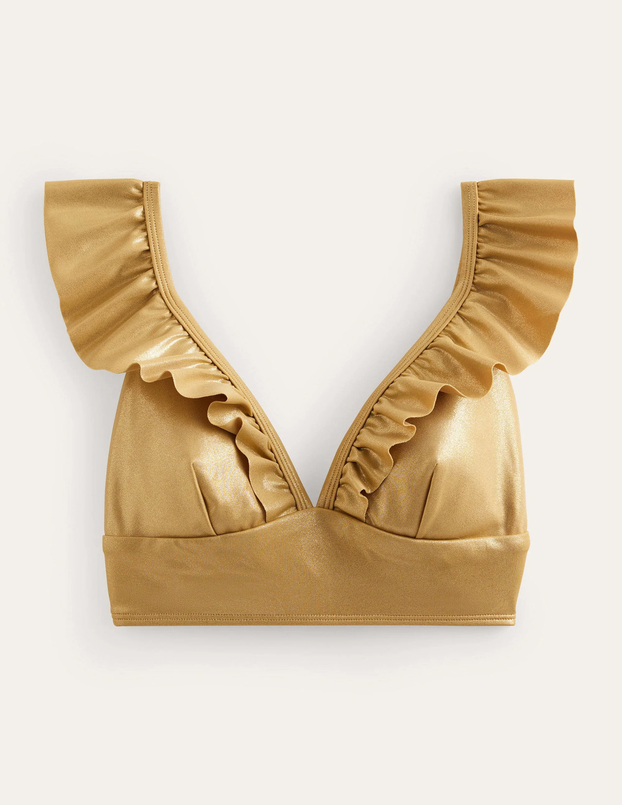 Palermo Bikinioberteil mit Rüschen und V-Ausschnitt-Gold, Lamé - Image 5