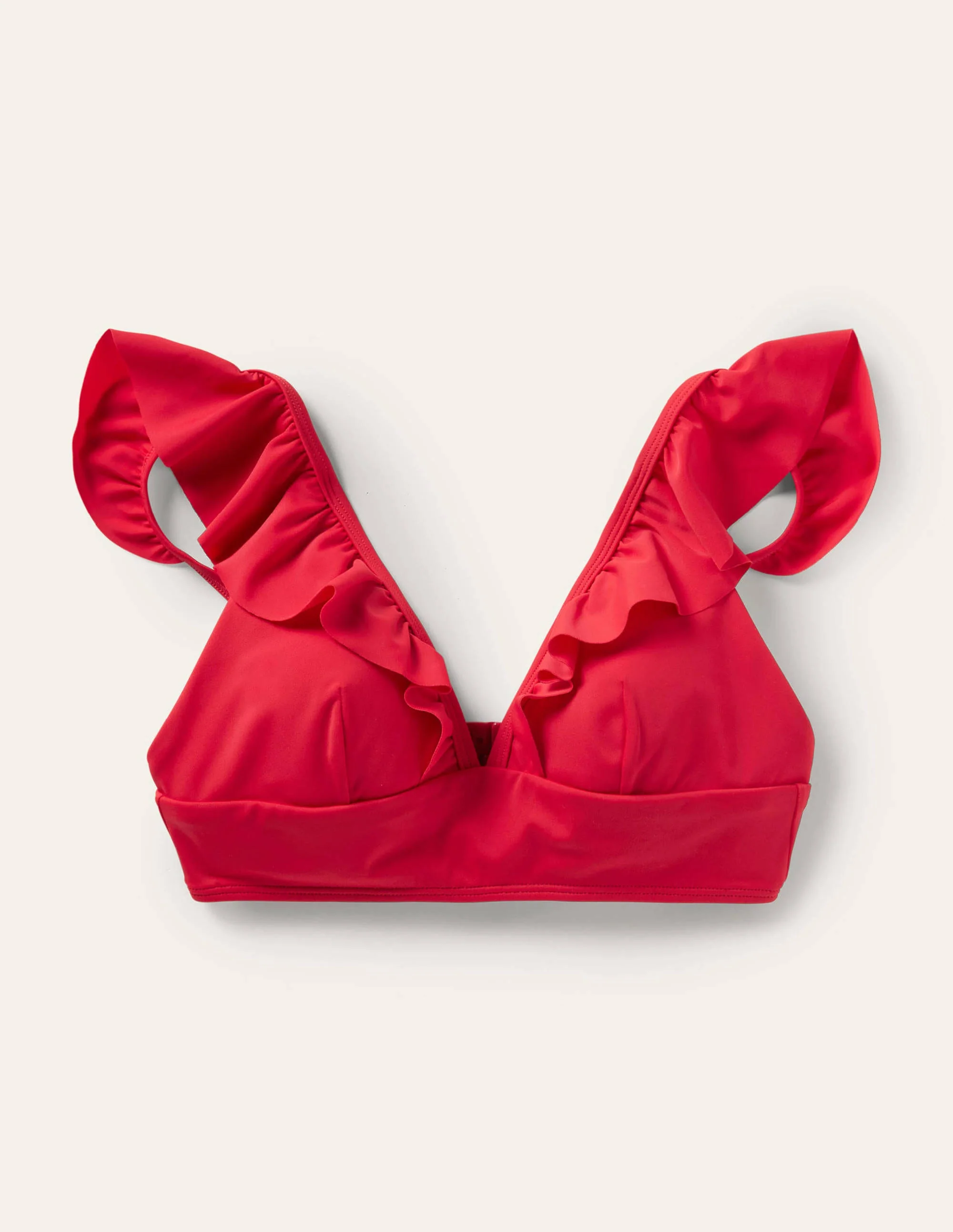 Palermo Bikinioberteil mit Rüschen und V-Ausschnitt-Rot - Image 6