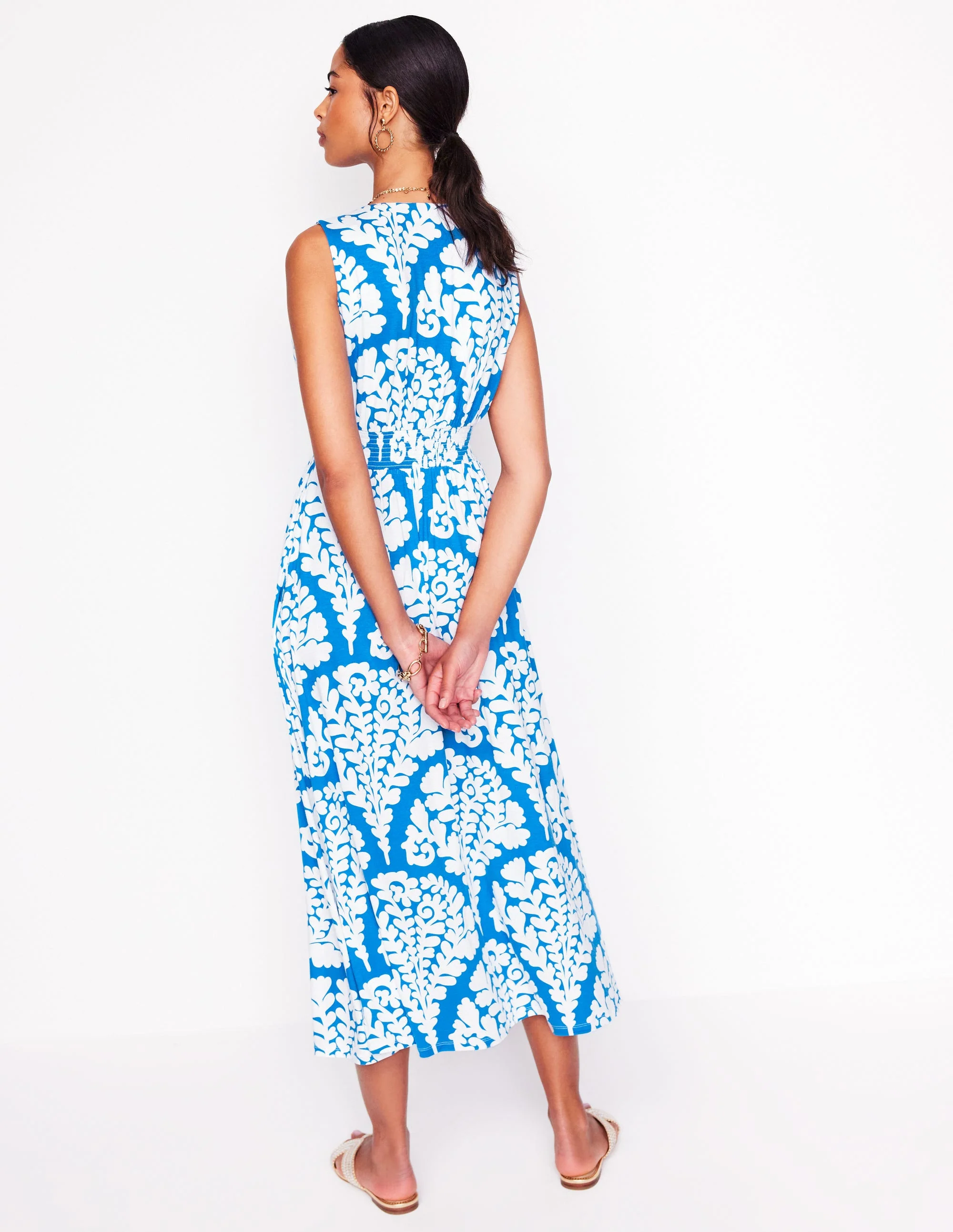 Paloma Maxikleid aus Jersey-Himmelblau, Blühend - Image 3