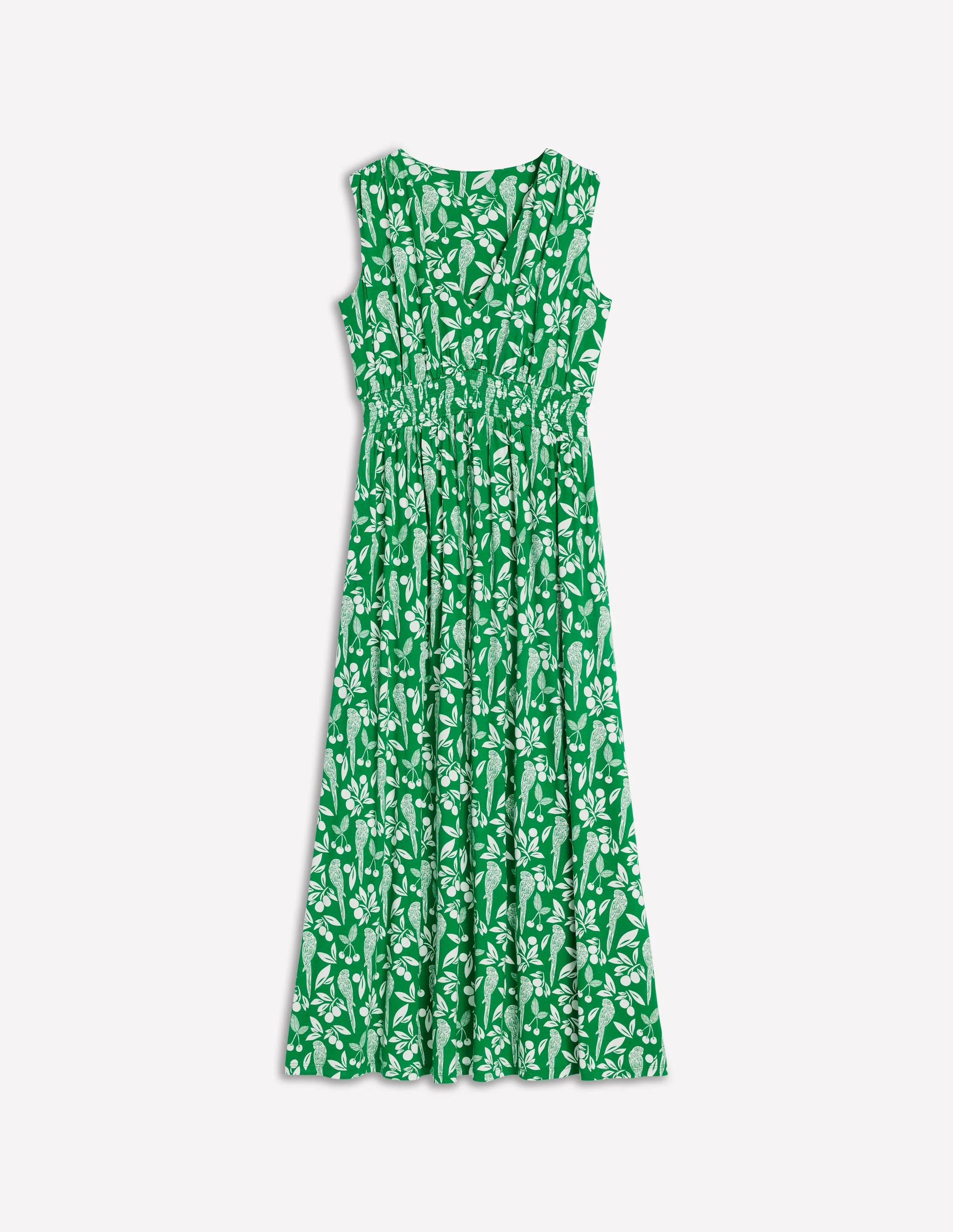 Paloma Maxikleid aus Jersey-Smaragdgrün, Papagei Pop-Motiv - Image 6