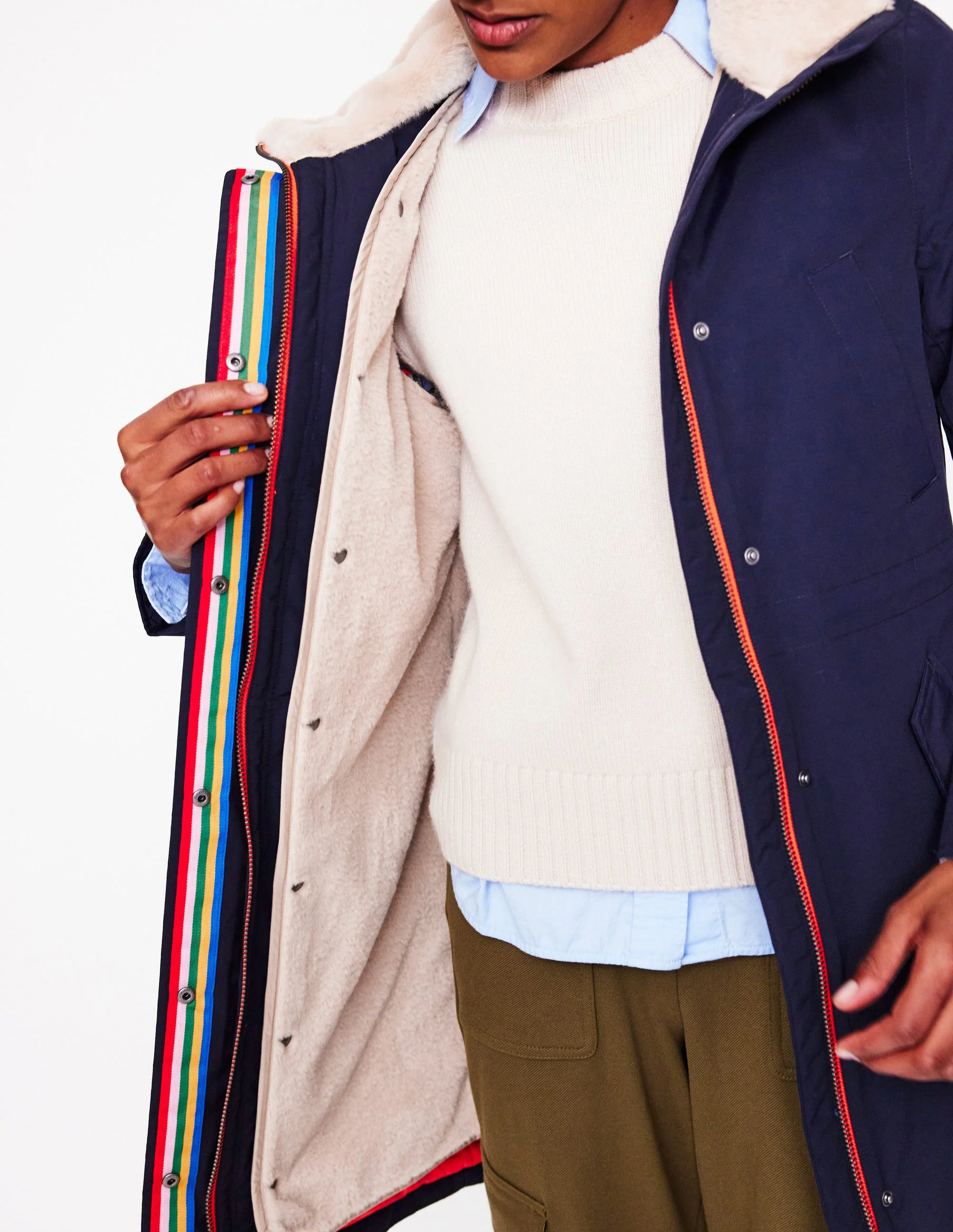 Parka mit Webpelzkapuze-Aqua Marine Marl - Image 5