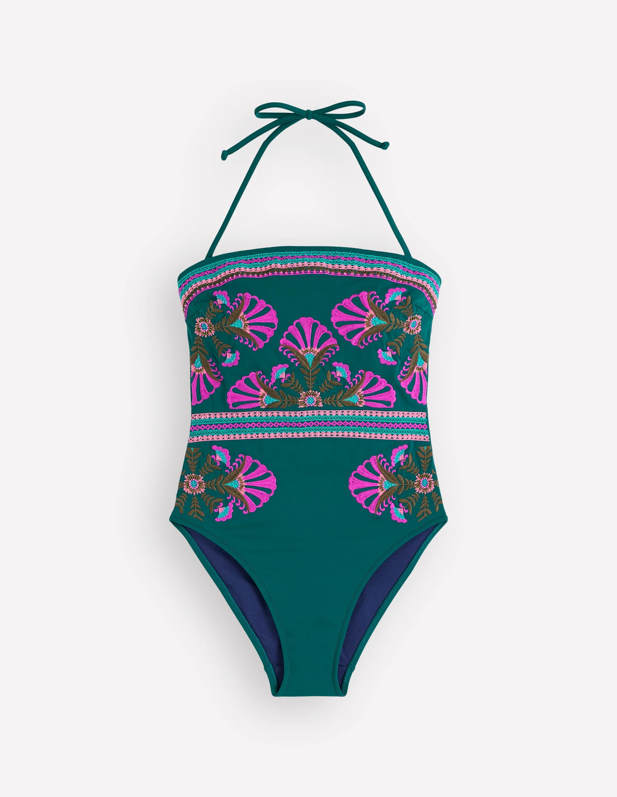 Paros Bandeau-Badeanzug-Atlantik-Blau, Stickerei - Image 6