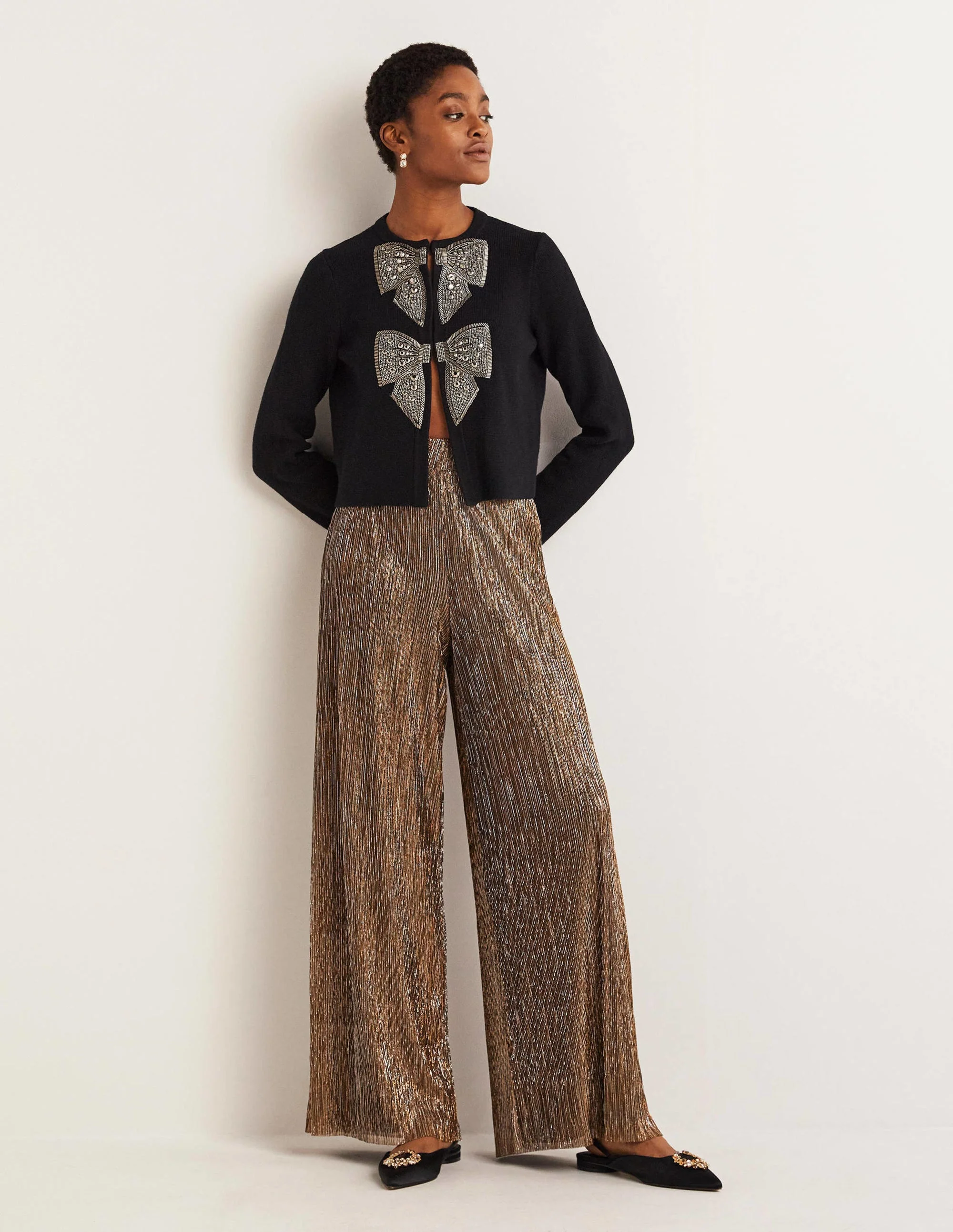 Partyhose mit Metallic-Details-Gold/Schwarz, Lurex