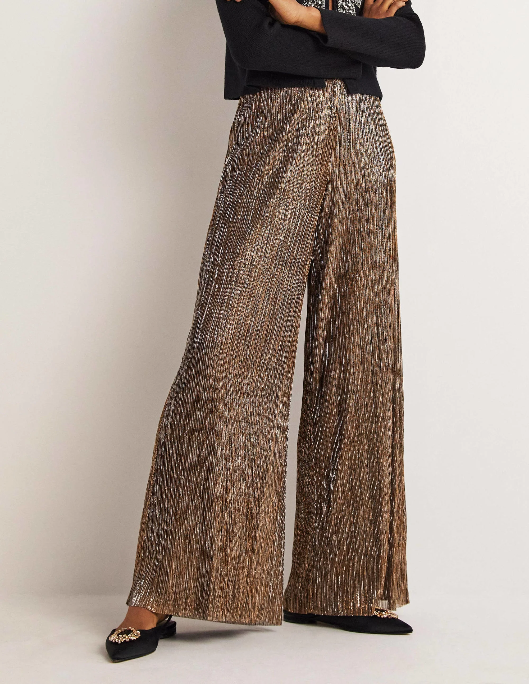 Partyhose mit Metallic-Details-Gold/Schwarz, Lurex - Image 4
