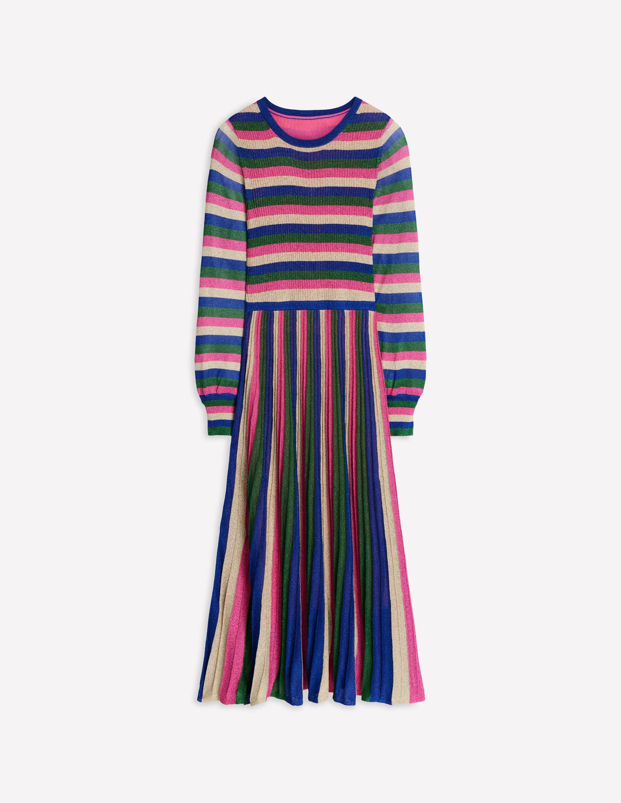 Partykleid aus Rippstrick in Metallic-Optik-Rosa, grüne und goldene Streifen - Image 6