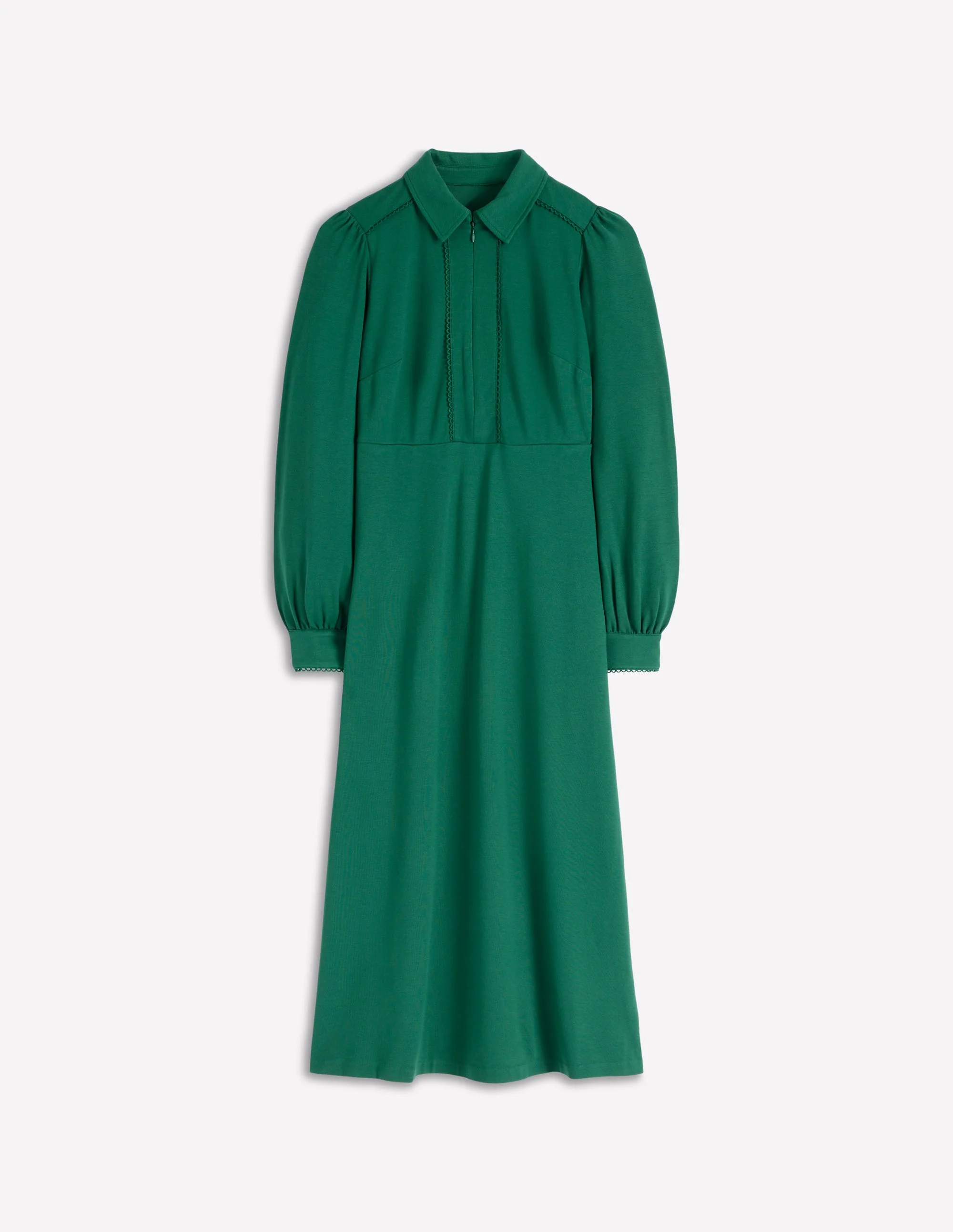 Paspeliertes Ponte-Midikleid mit Reißverschluss-Dunkles Smaragdgrün - Image 6