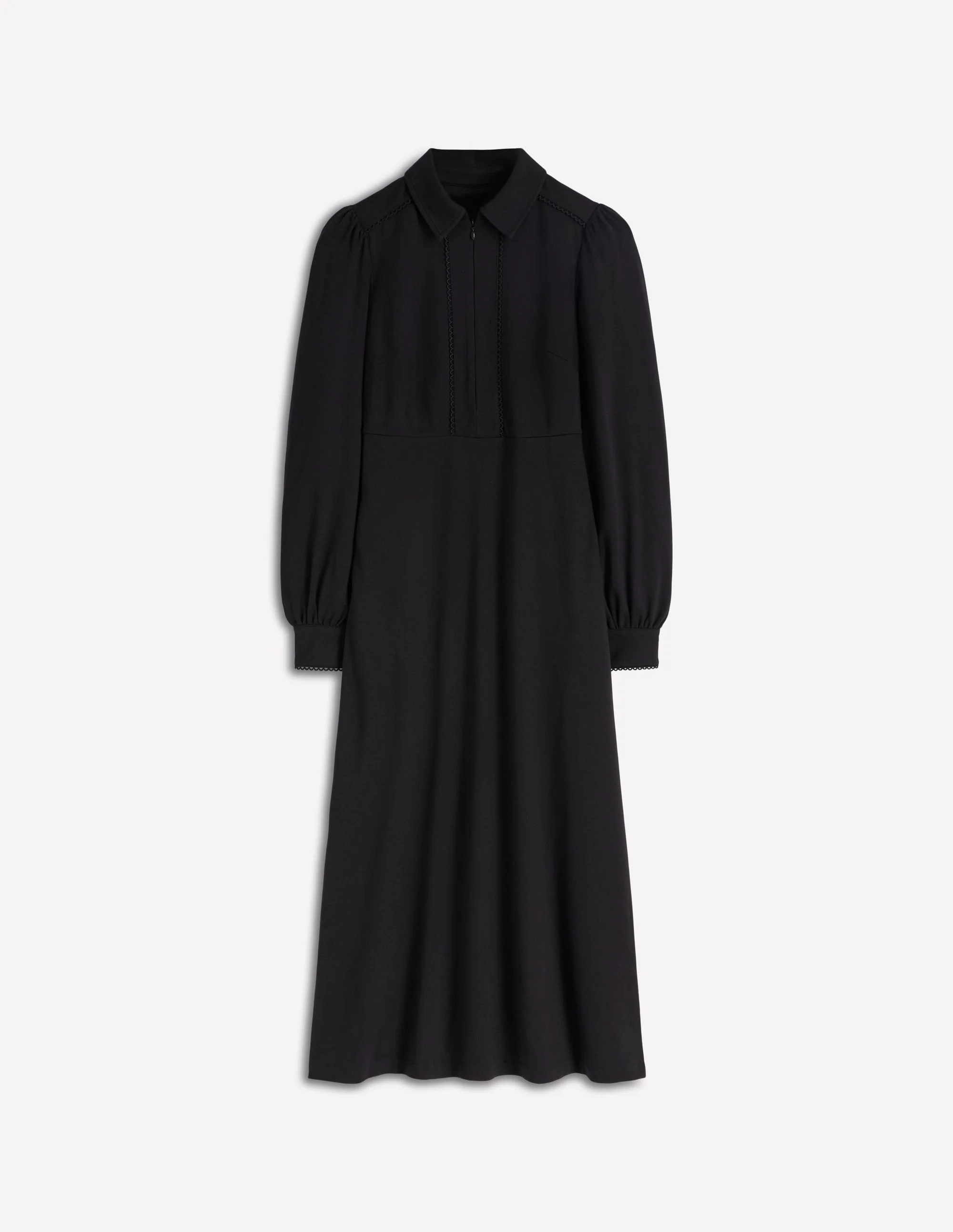 Paspeliertes Ponte-Midikleid mit Reißverschluss-Schwarz - Image 5