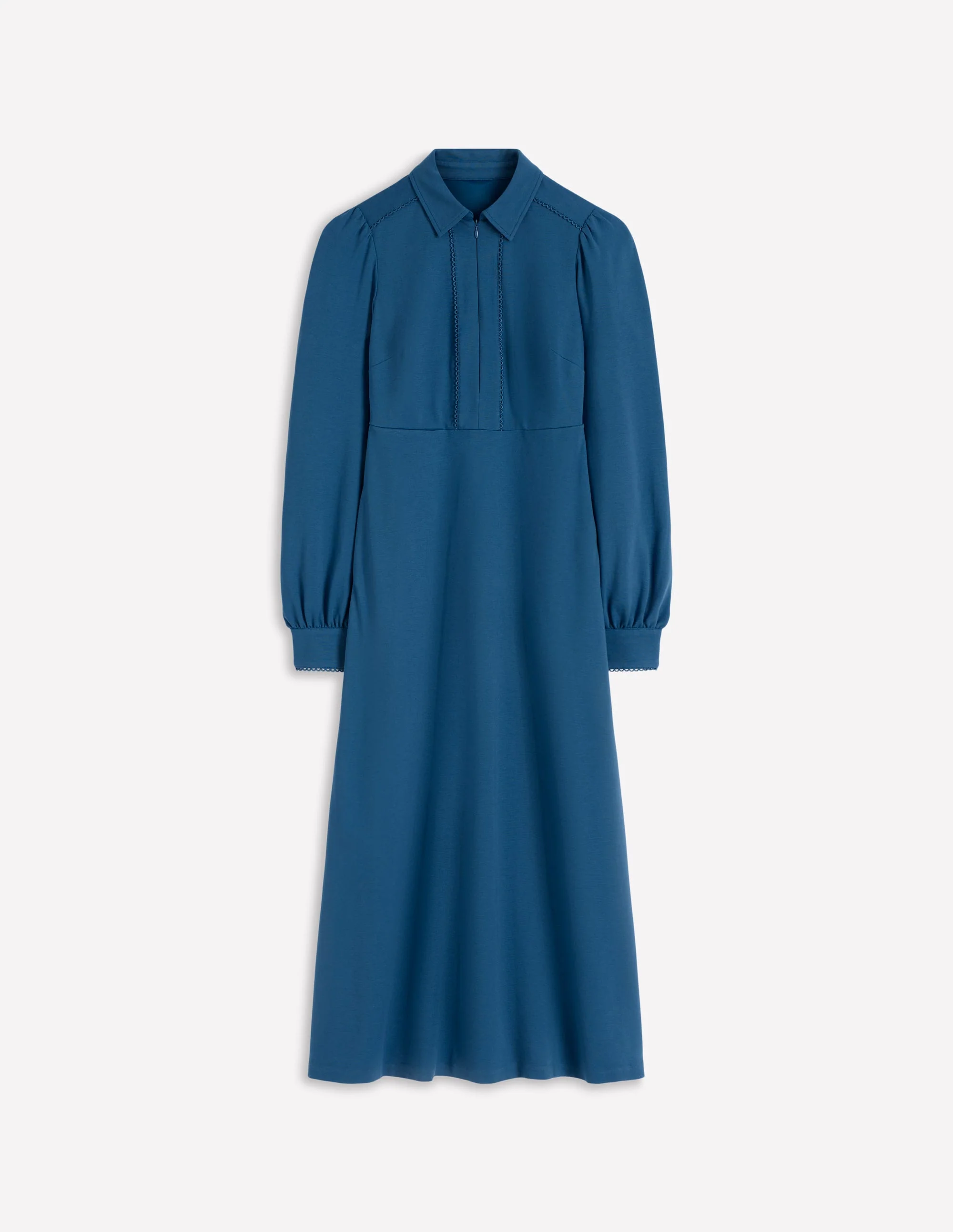 Paspeliertes Ponte-Midikleid mit Reißverschluss-Turmalinblau - Image 4