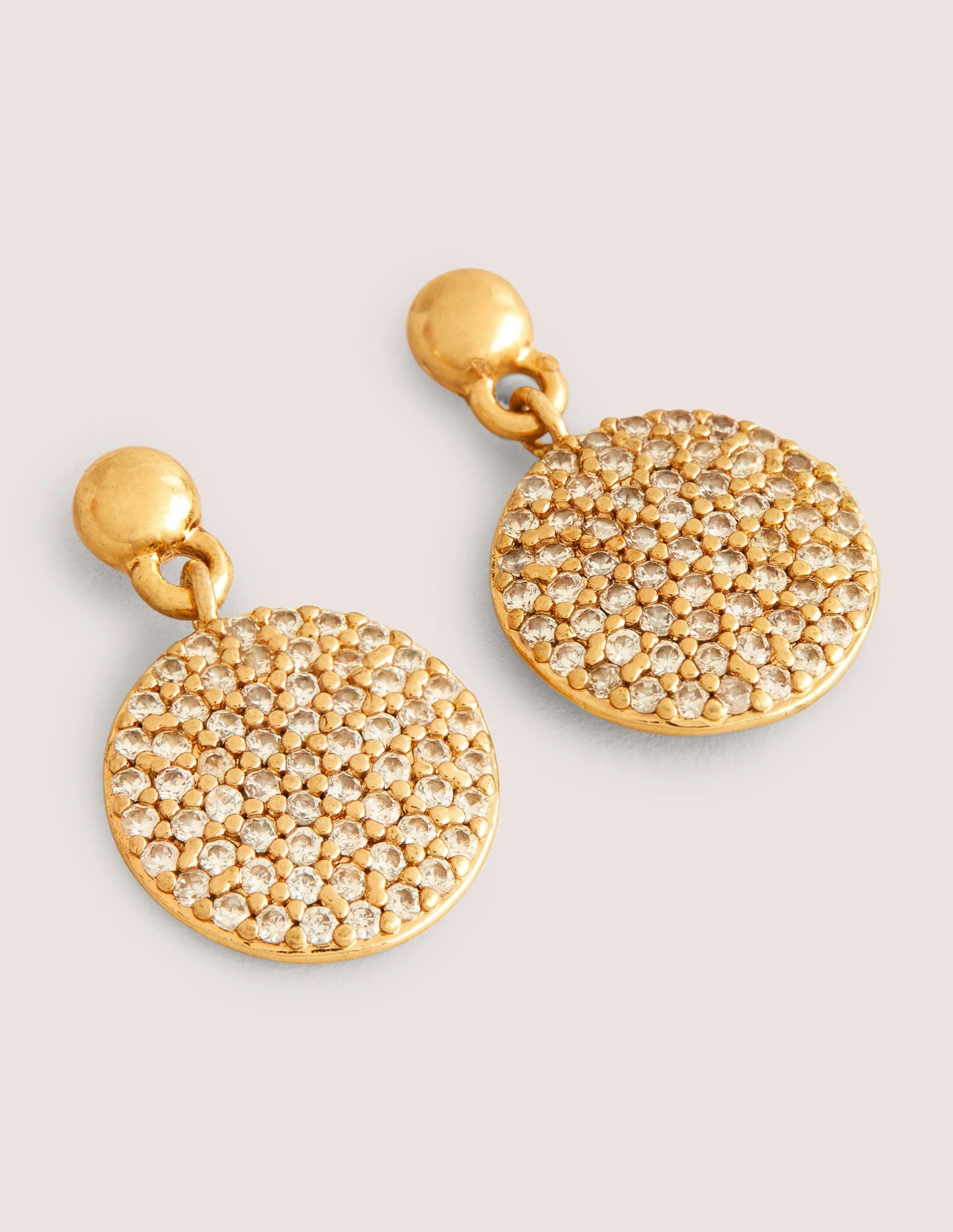 Pavé-Ohrringe mit gehämmerten Scheiben-Gold - Image 2