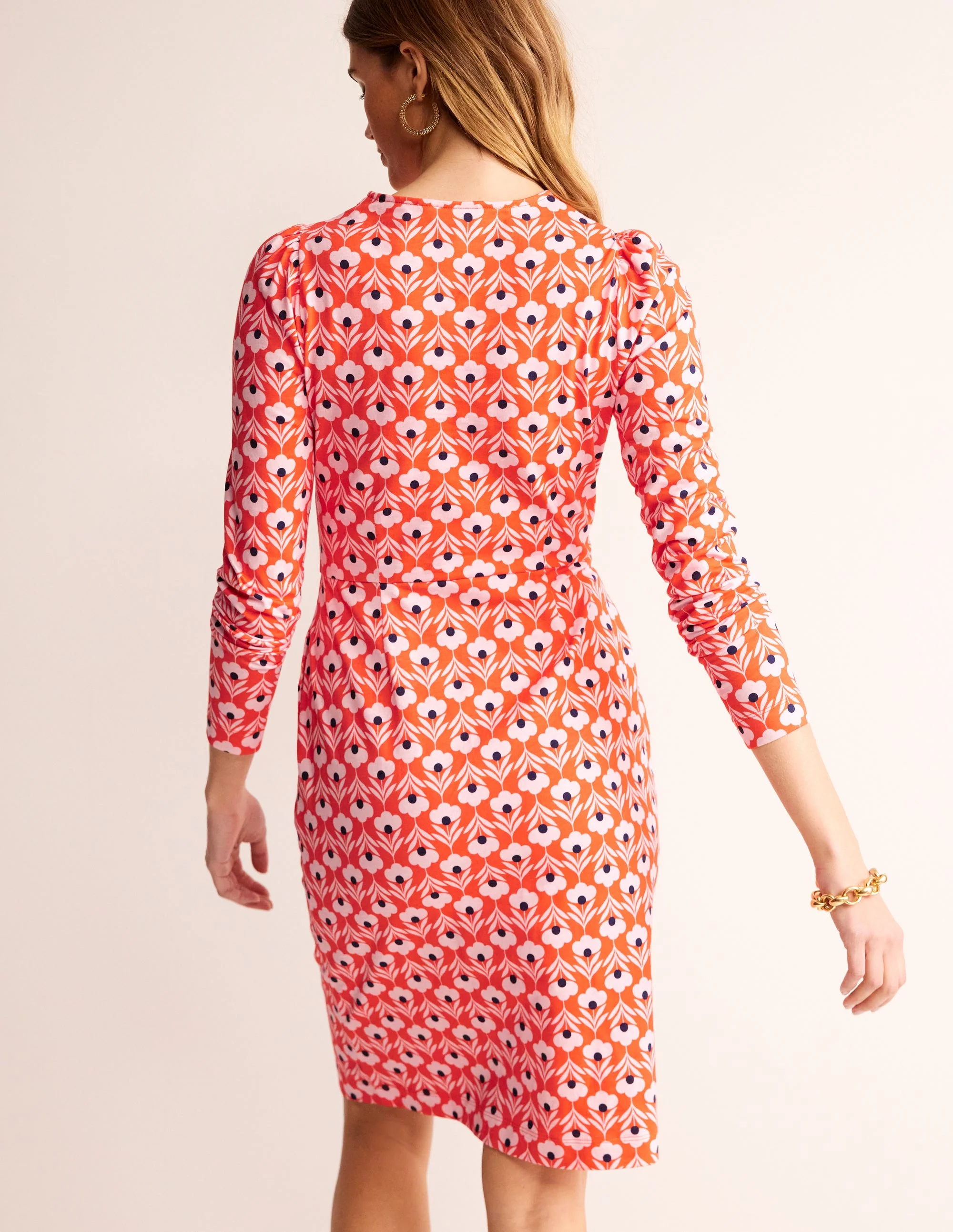 Penelope Jersey-Kleid-Flame Scarlet, Blütenkopf - Image 3